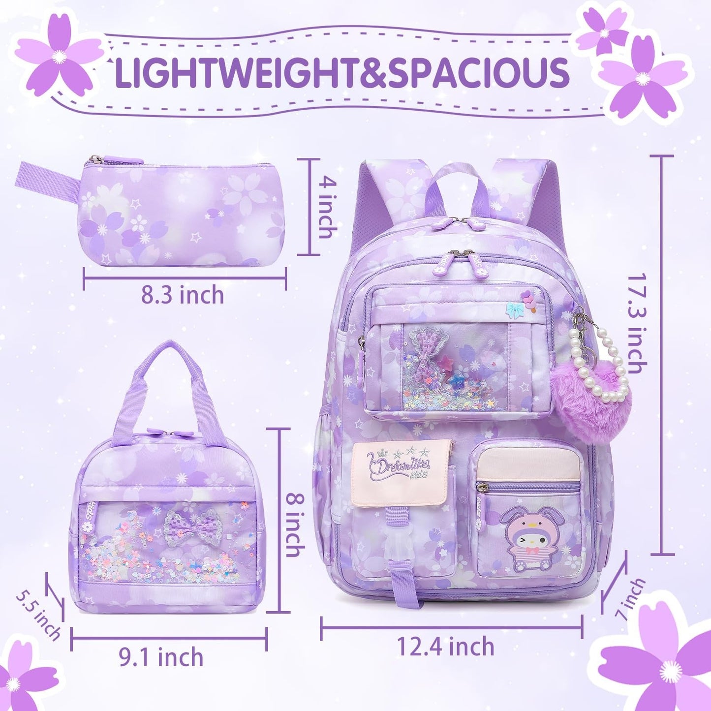 Stylish Girls School Backpack   17" Splash Proof Book Bag with Multiple Pockets4
