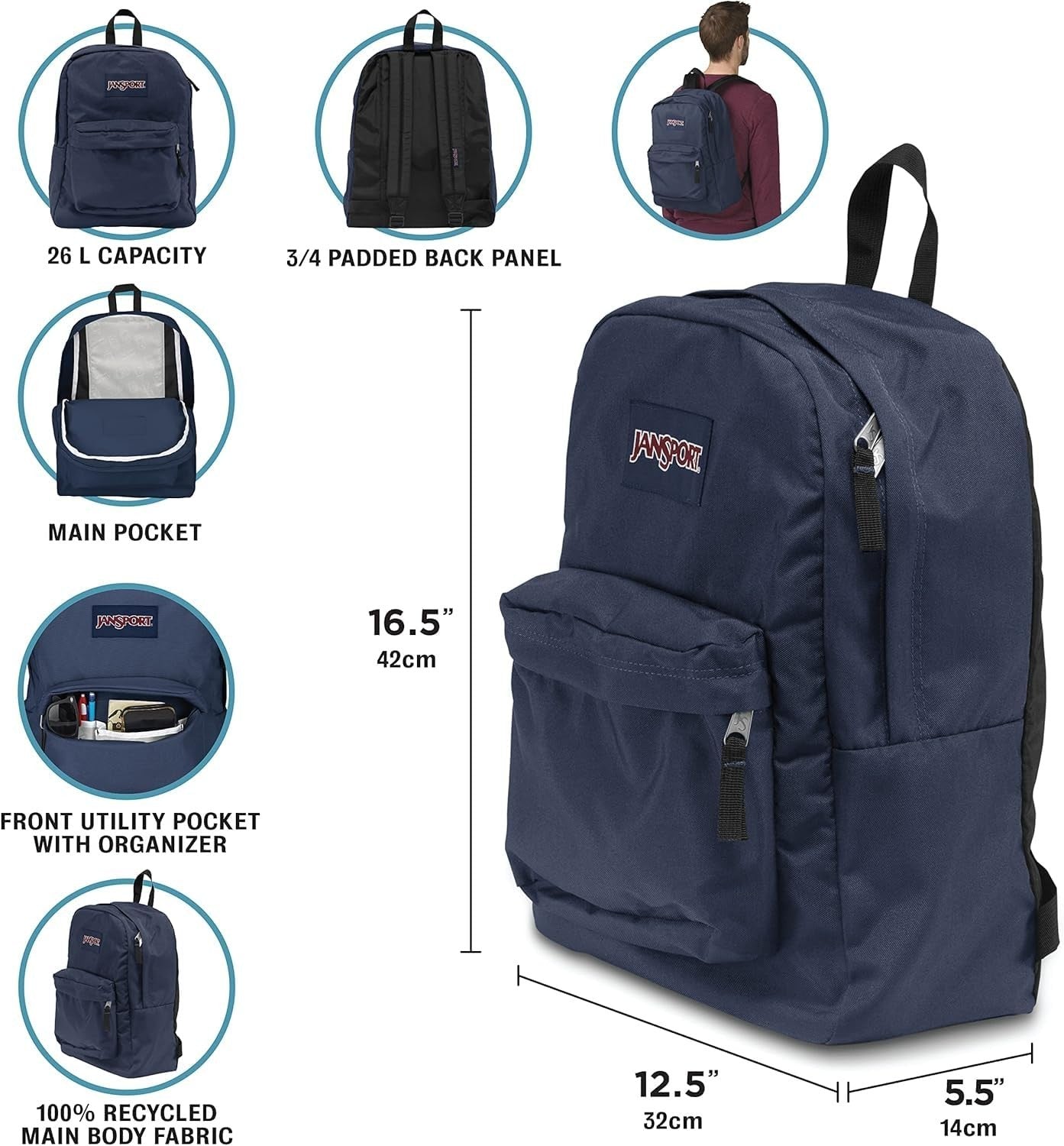 Durable Lightweight Backpack   1 Compartment, Front Utility Pocket, Organizer, F5