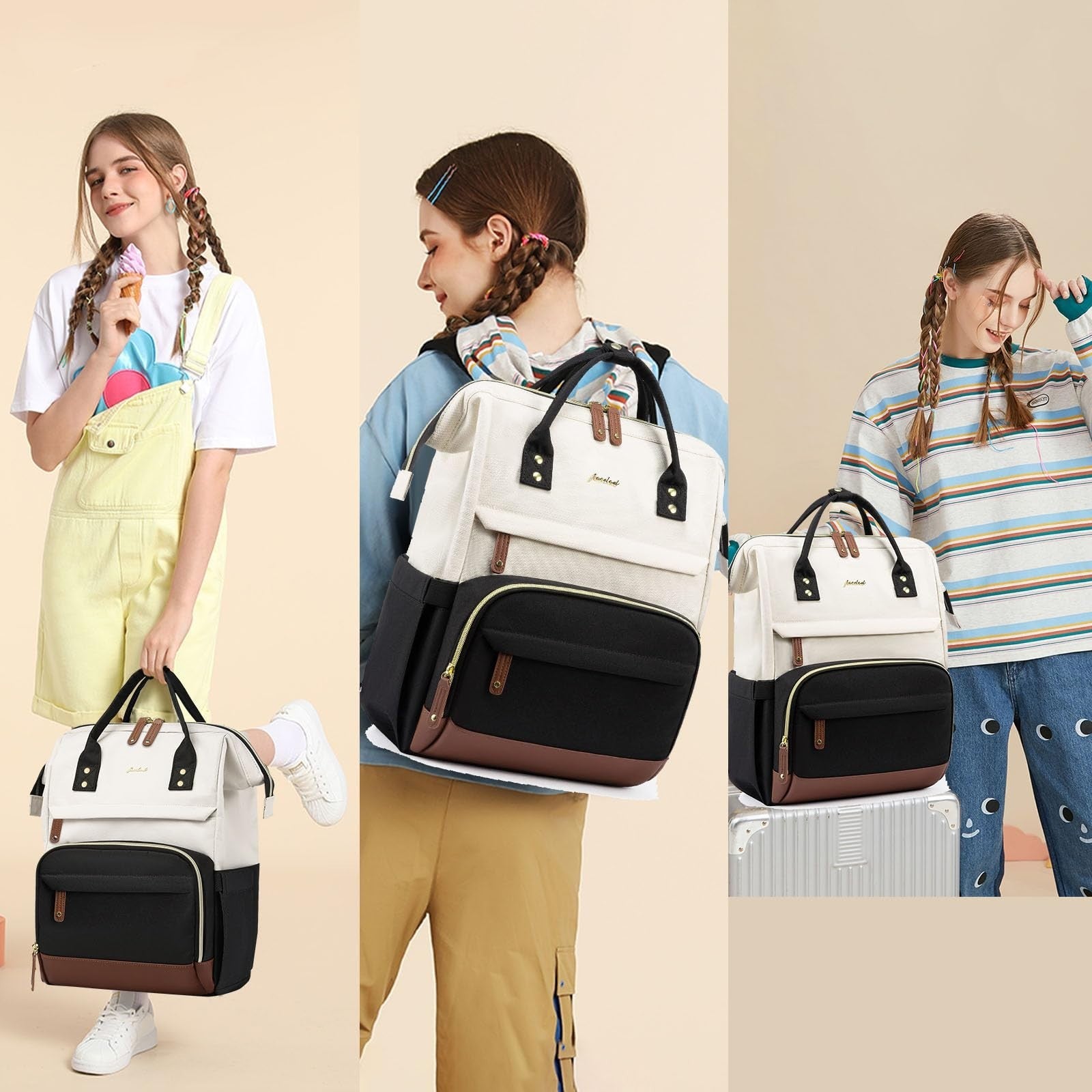 Stylish 17" Laptop Backpack for Women   Work, College, Travel, Casual Daypack, B6