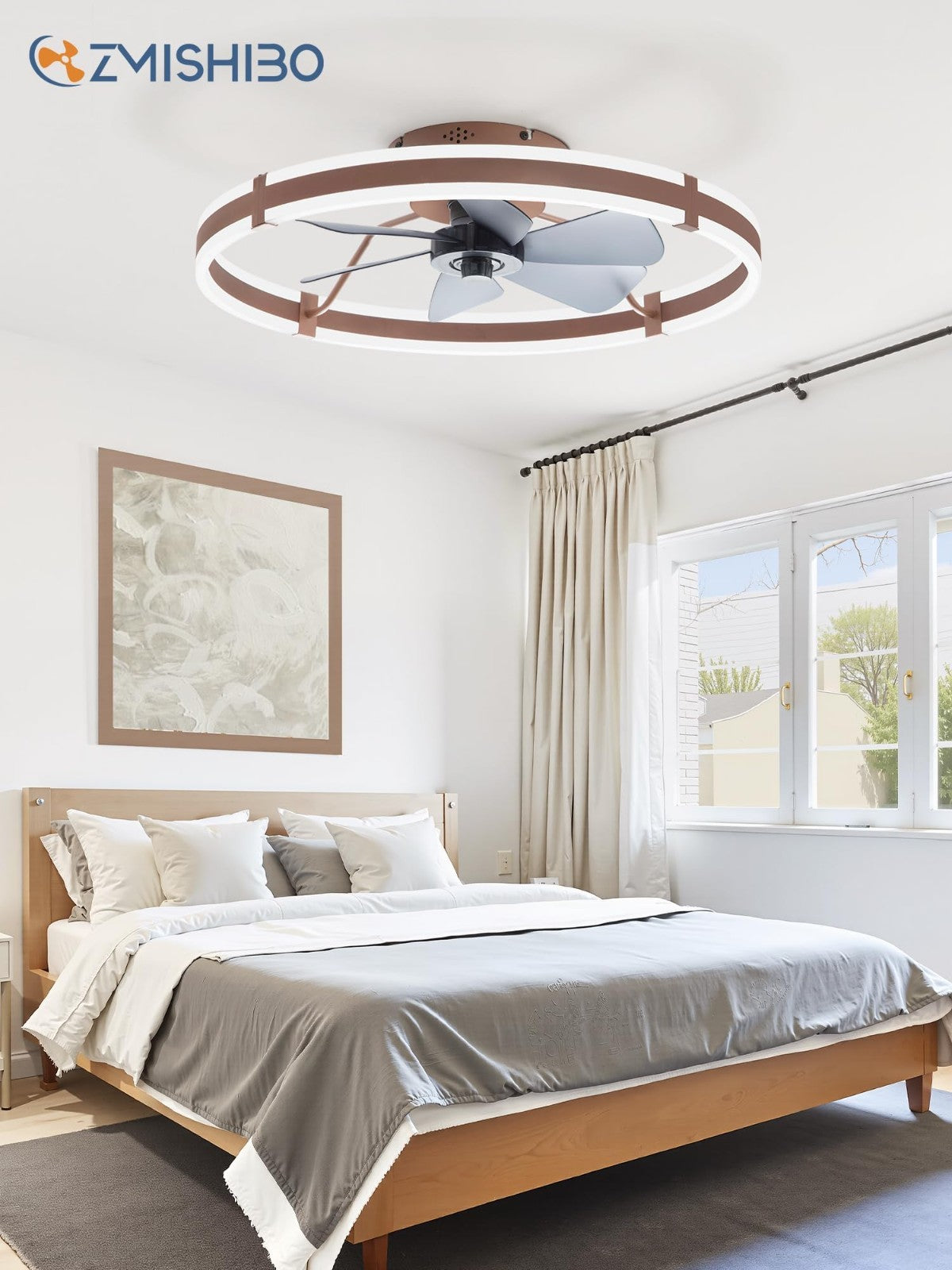 Low Profile 24" Ceiling Fan with Lights & Remote   Dimmable LED, Quiet Motor, Re6