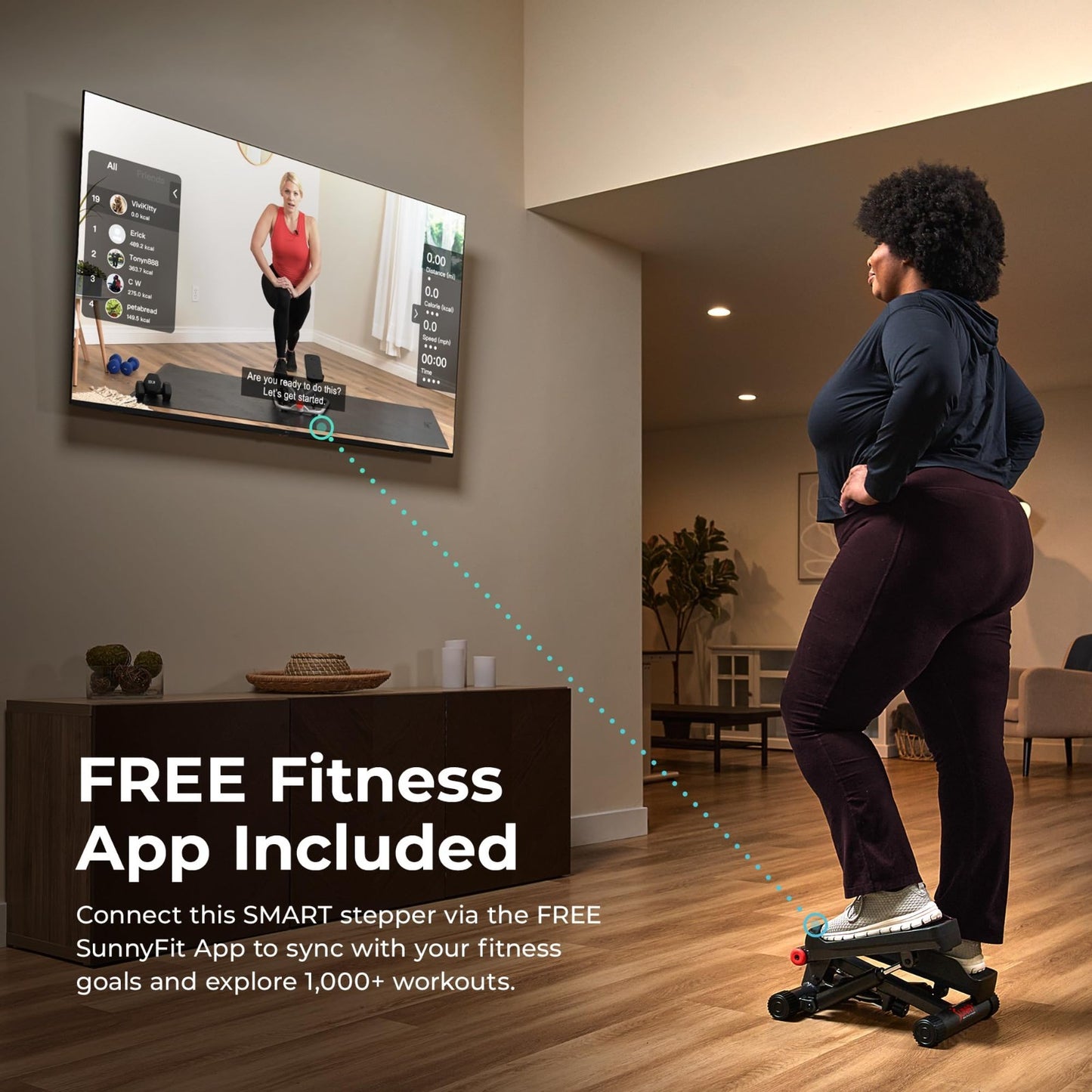 Mini Stair Stepper with Resistance Bands for Home Gym | Full Body Cardio, Adjust3