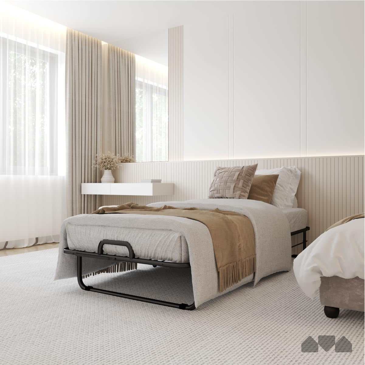 Deluxe Twin Folding Bed with Memory Foam Mattress   Portable, Rollaway, Space Sa2