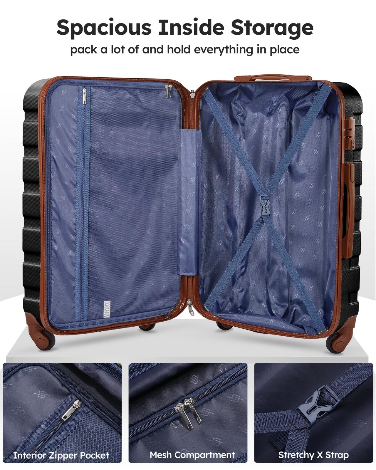 4 Piece Hardshell Luggage Set, Carry-On Suitcase with Spinner Wheels & TSA Lock6