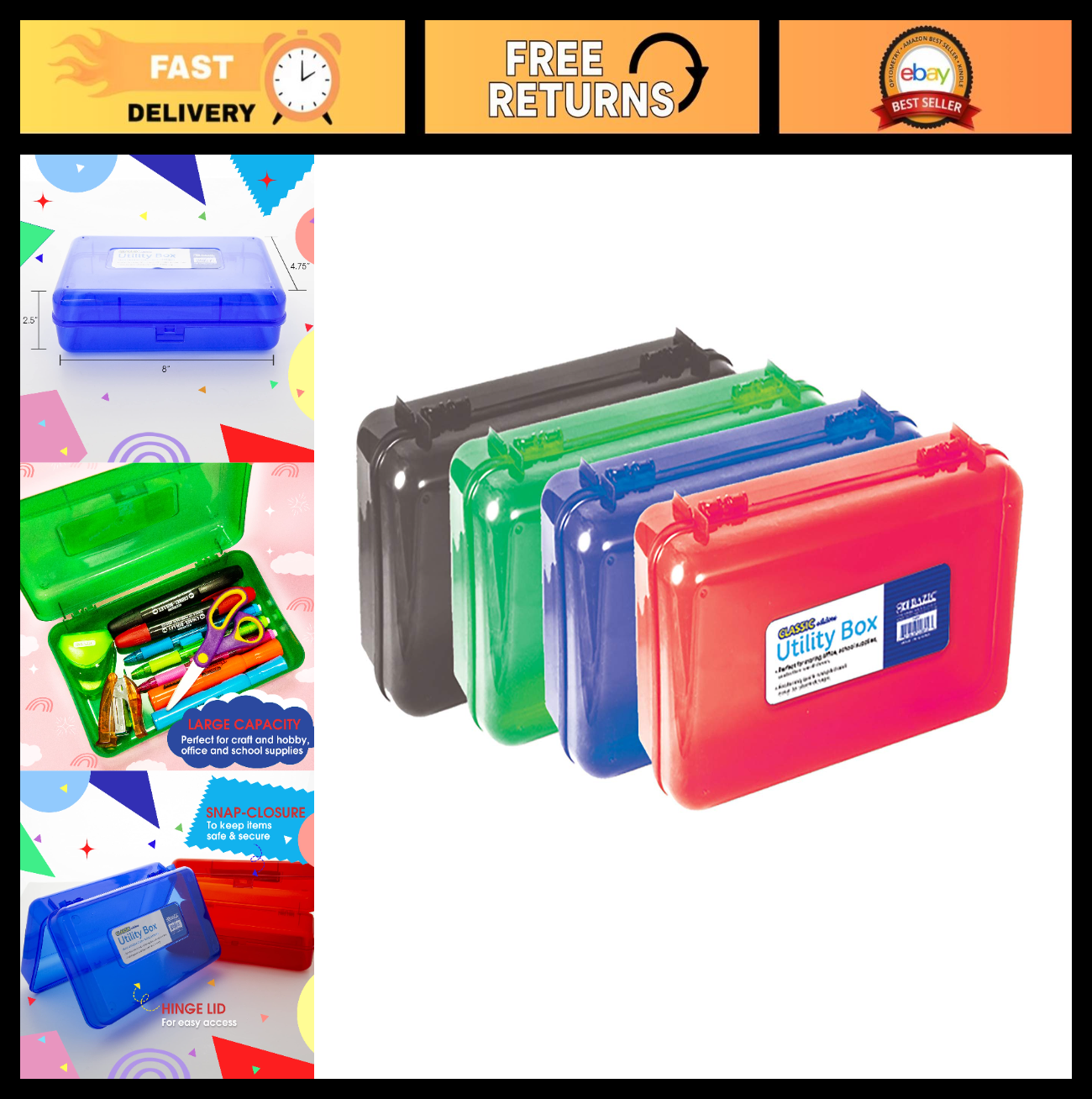 Multipurpose Stackable Pencil Box Set   4 Pack, Durable Storage Organizer0