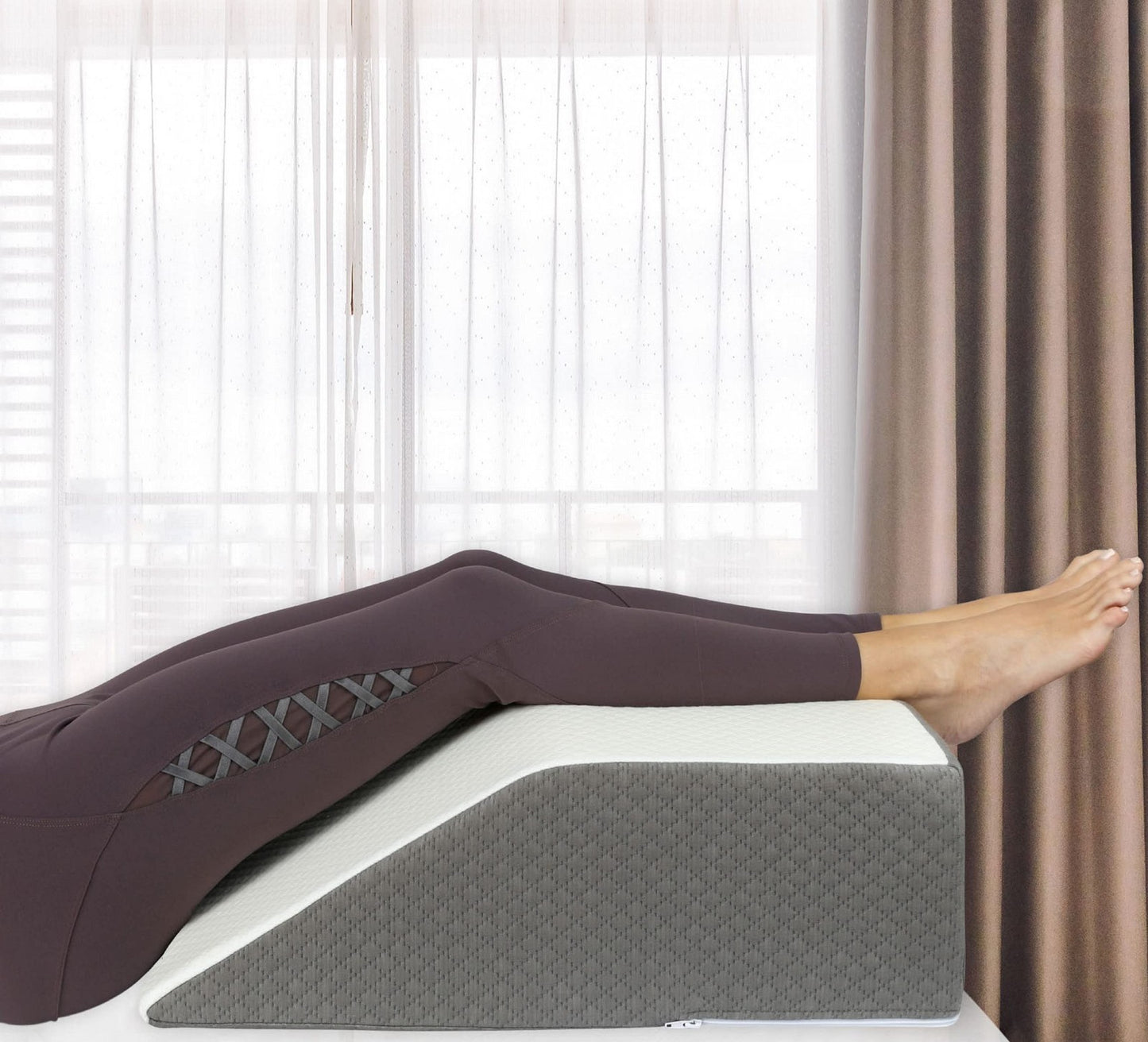 Leg Elevation Pillow for Post Surgery | Flat Top Wedge Bolster for Foot, Knee, A1