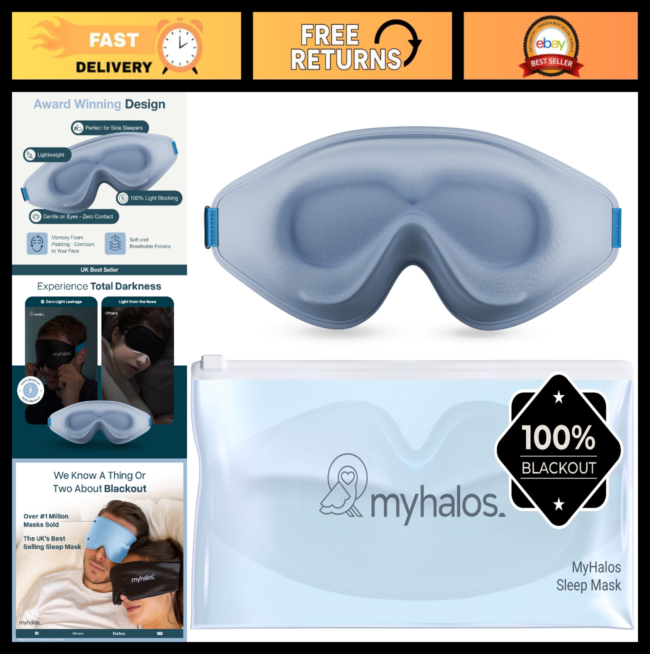 3D Blackout Sleep Mask for Men & Women | Zero Pressure, Breathable Eye Mask for0