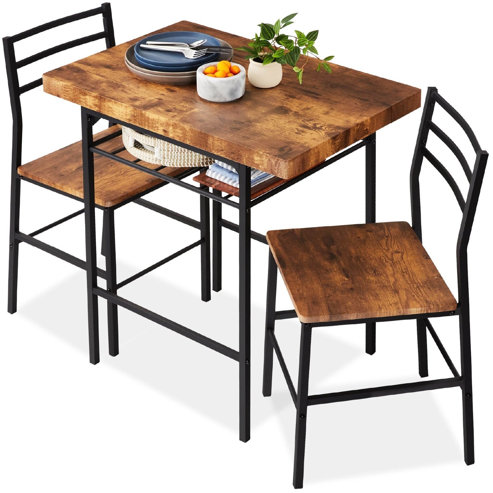 Modern 3 Piece Dining Set, Space Saving Dinette for Kitchen & Small Spaces, Stee0