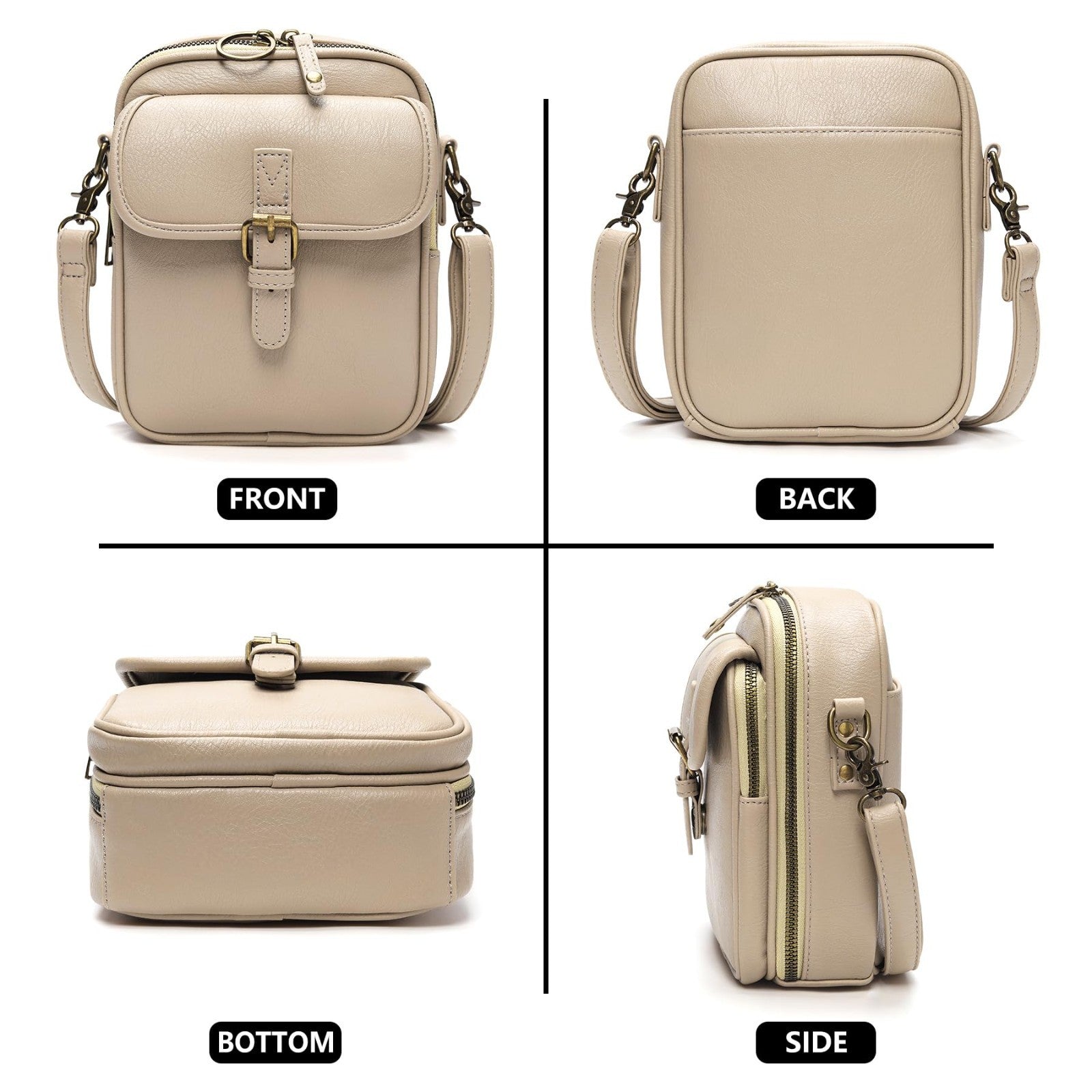 Vegan Leather Crossbody Bags for Women - Vintage Anti-Theft Messenger Purse with5