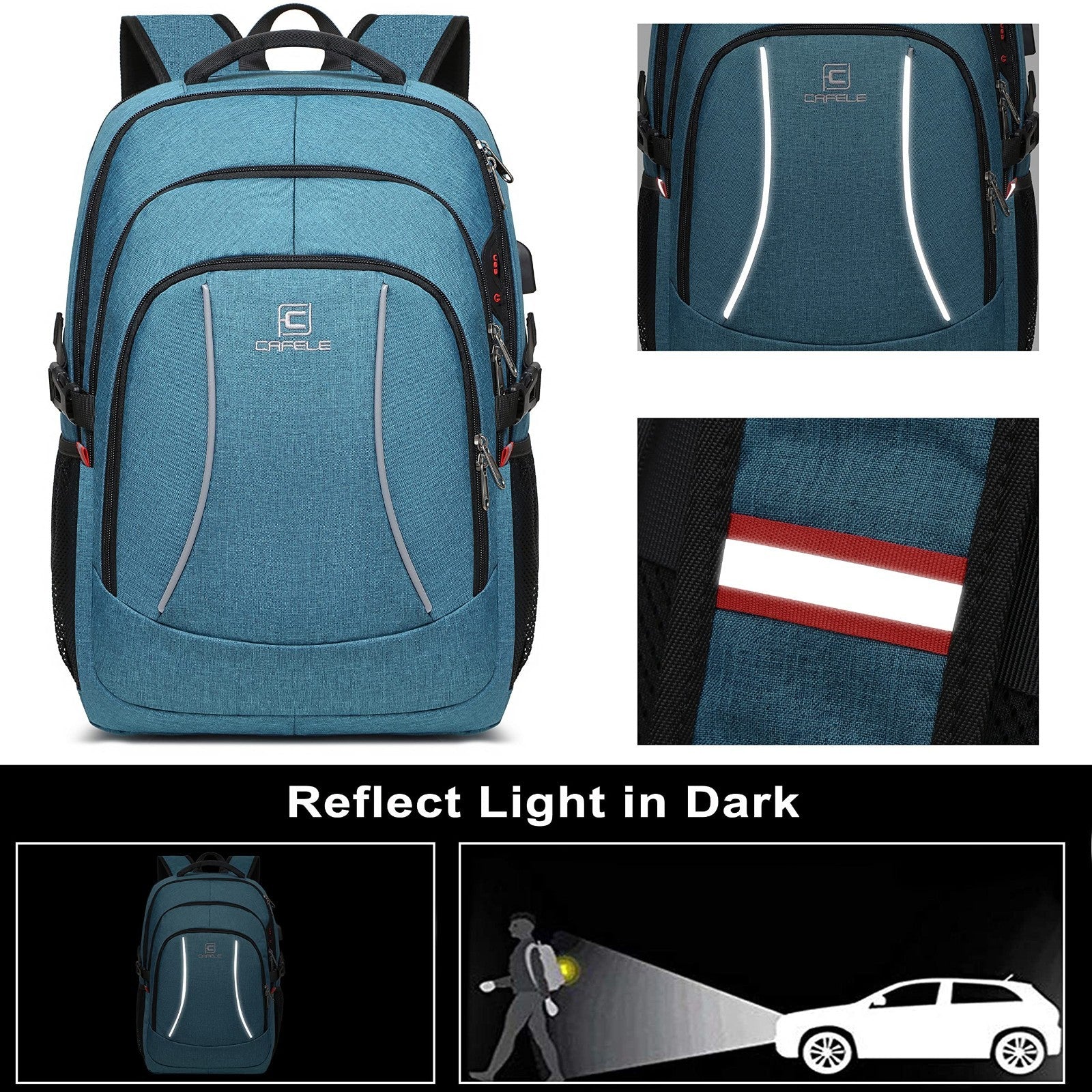 17.3" Travel Backpack with USB Charging, RFID Anti Theft Pocket, Water Resistant5