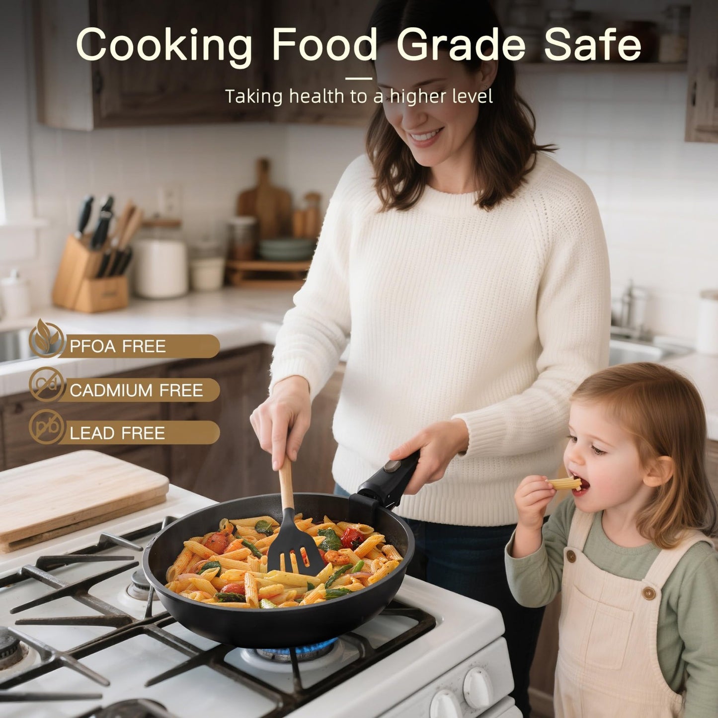 21 Piece Non Stick Ceramic Cookware Set, Detachable Handle, Oven Safe, Induction7