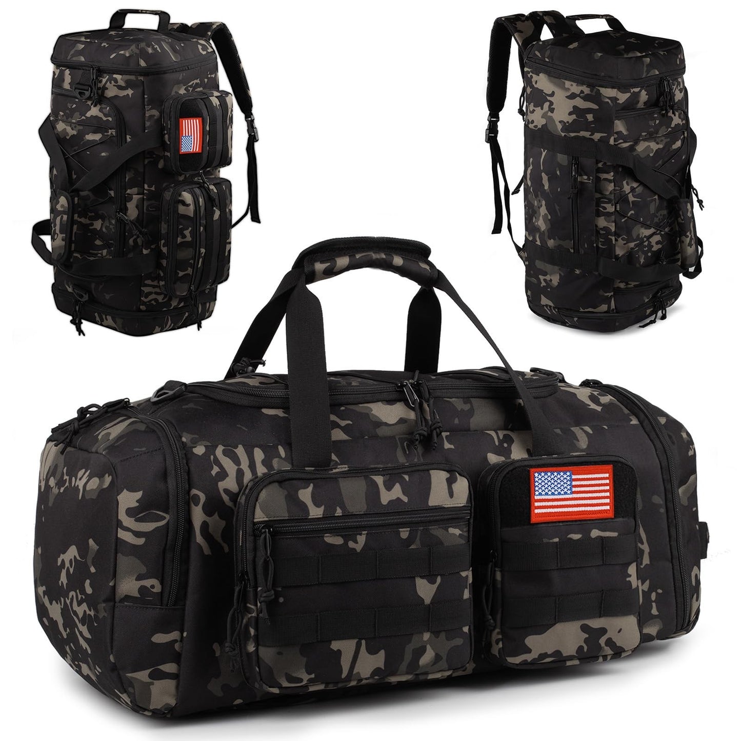 Large 50L Tactical Gym Duffle Bag for Men   3 in 1 Sports Travel Backpack1