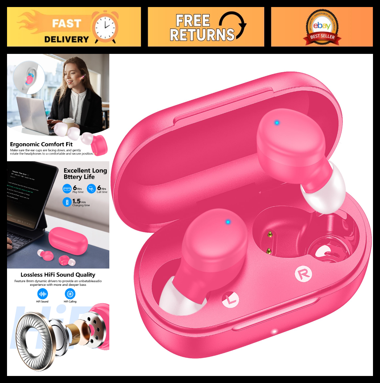 Wireless Earbuds Bluetooth 5.3   Lightweight In Ear Headphones, Premium Bass, To0