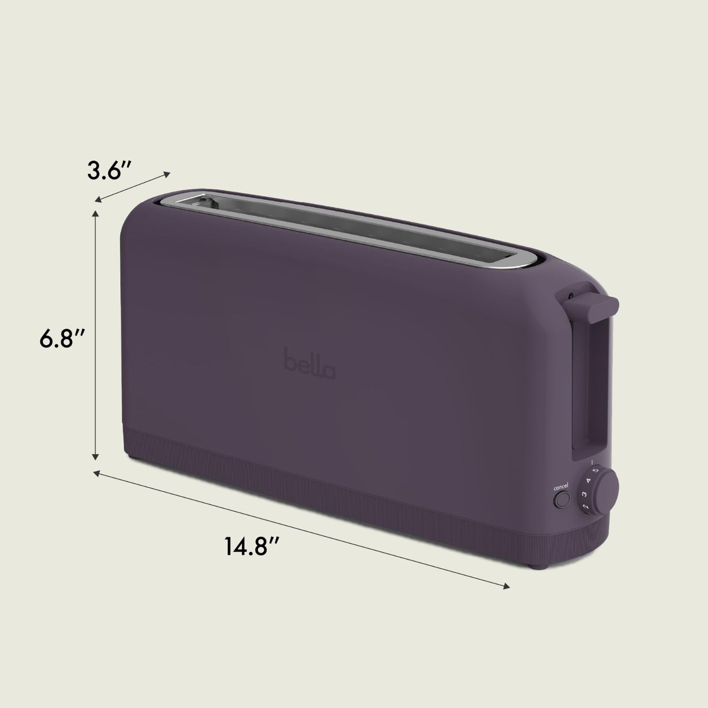 2 Slice Slim Toaster with Long Slot & Extra Wide Design   Plum Color, Compact &2