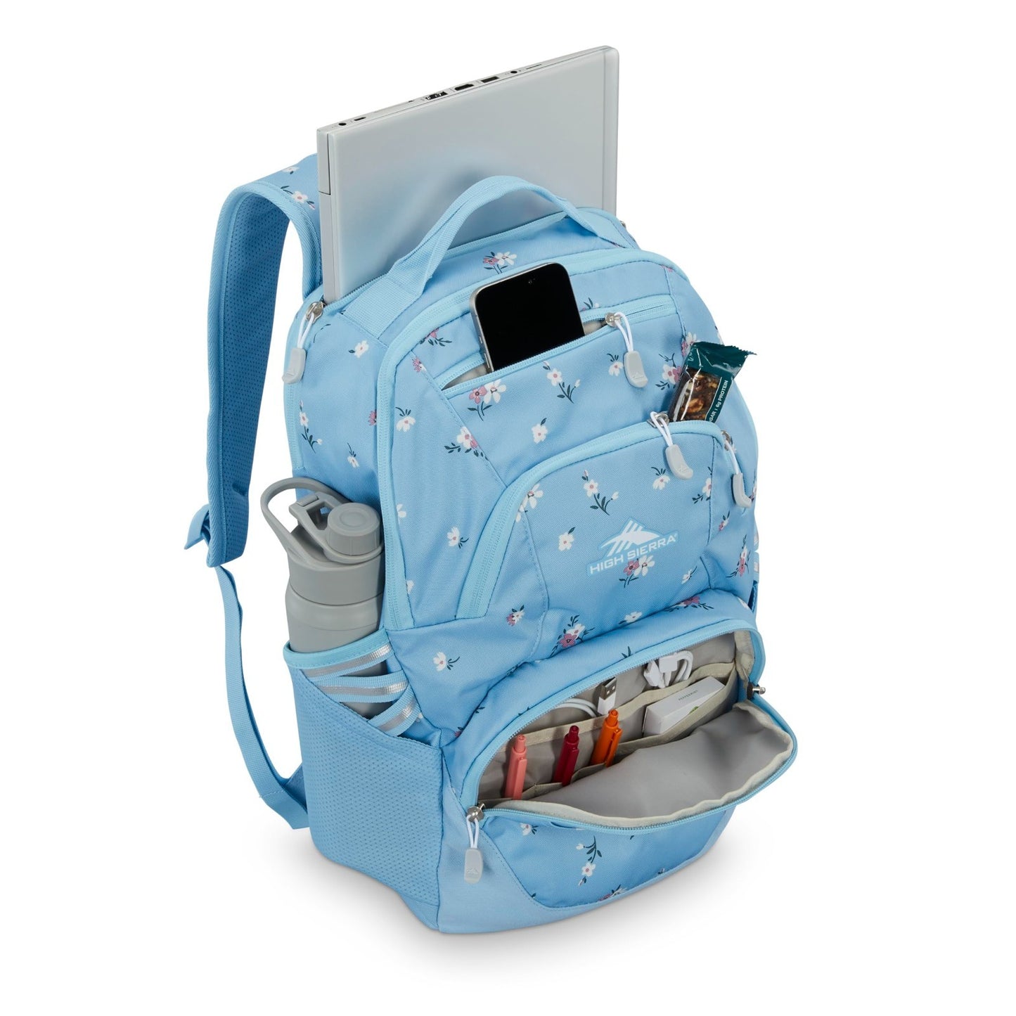 Travel Laptop Backpack with Drop Protection, Tablet Sleeve, Floral/Blue Design2