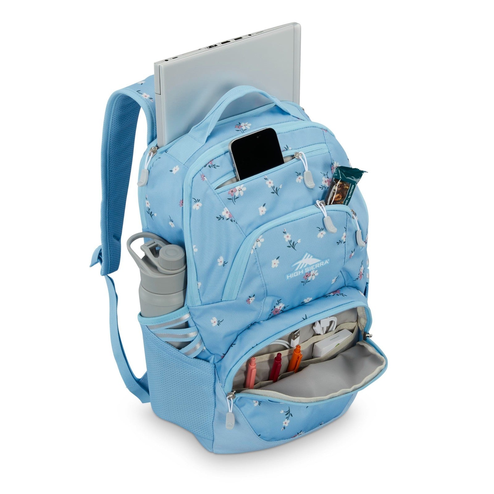 Travel Laptop Backpack with Drop Protection, Tablet Sleeve, Floral/Blue Design2