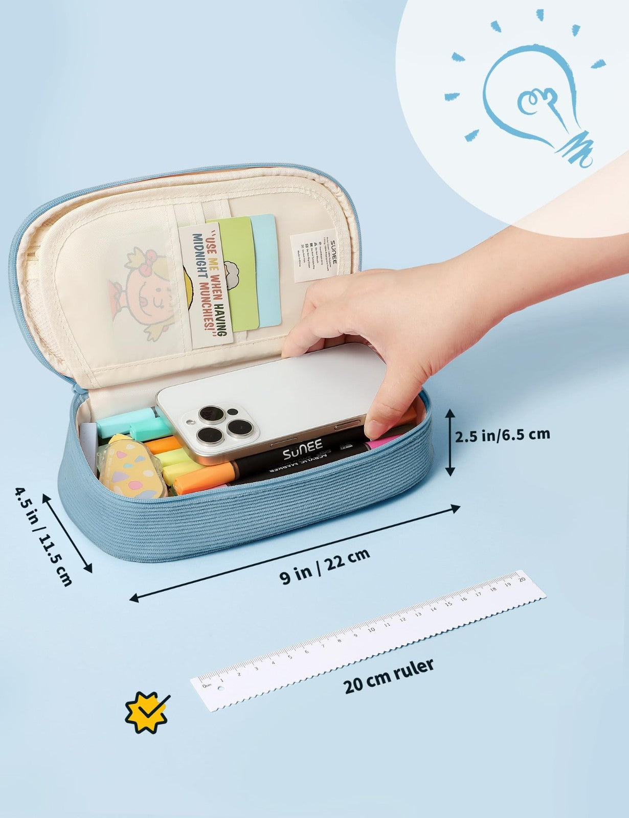 Cute Large Pencil Case Pouch   Aesthetic Zipper Bag for School Supplies, Kawaii4