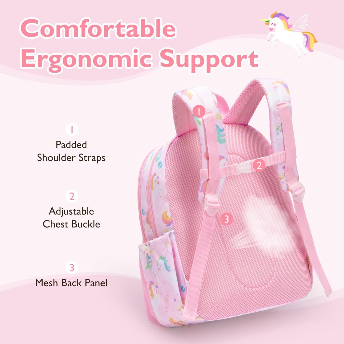 Kids Backpack Set for Kindergarten, School Bookbag with Lunch Box, 15L Capacity,5