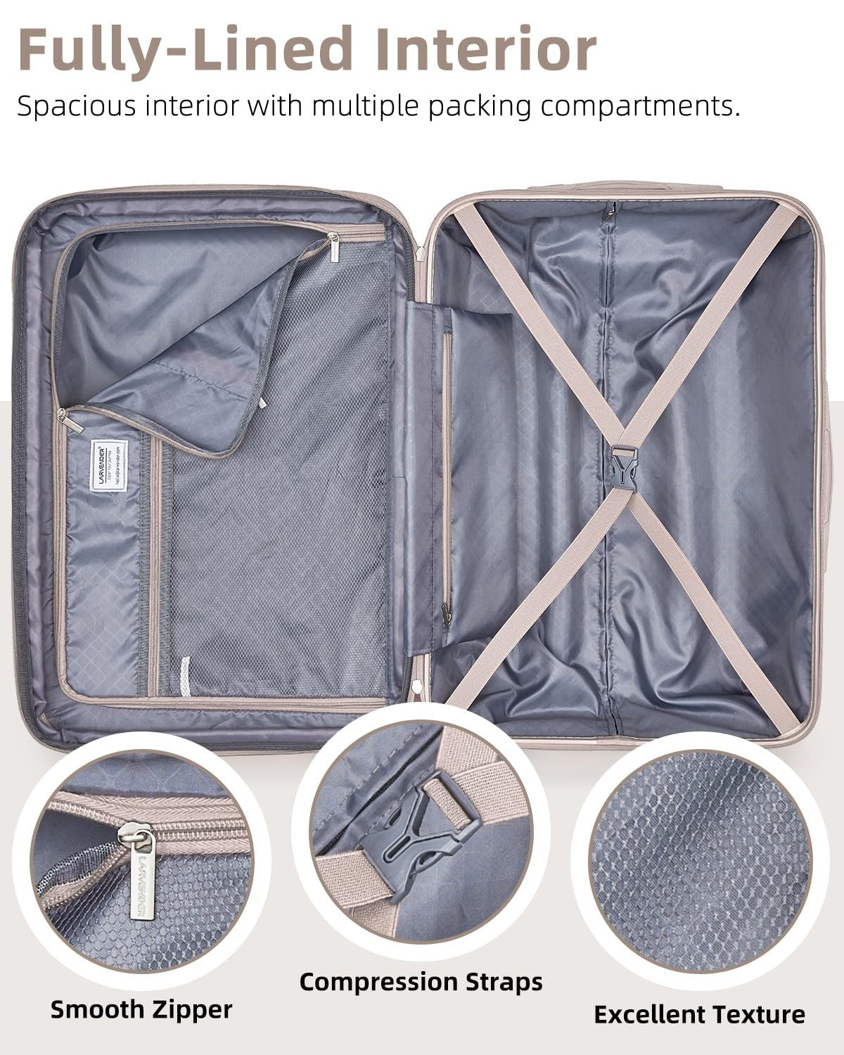 3-Piece Carry-On Luggage Set, 20" Hardshell Suitcase, Lightweight, TSA Lock, 3606