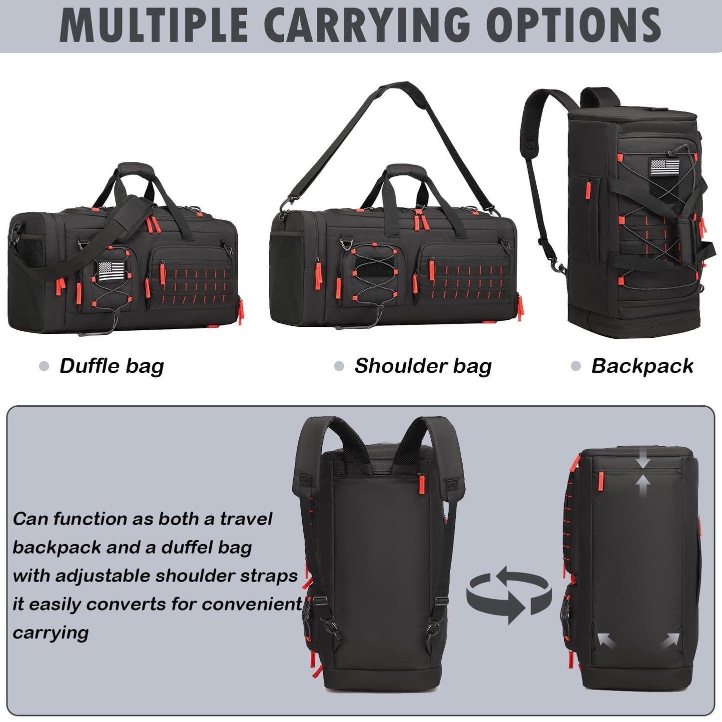 50L Tactical Gym Bag with Shoe & Laptop Compartment   Unisex Sports Backpack5