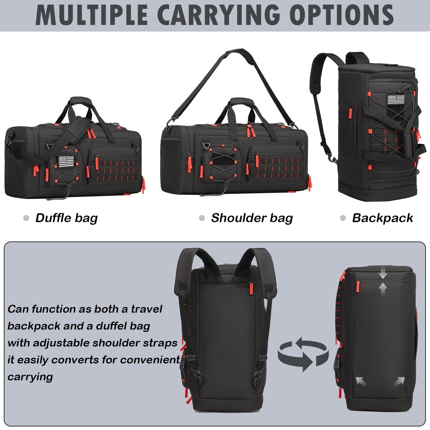 50L Tactical Gym Bag with Shoe & Laptop Compartment   Unisex Sports Backpack5
