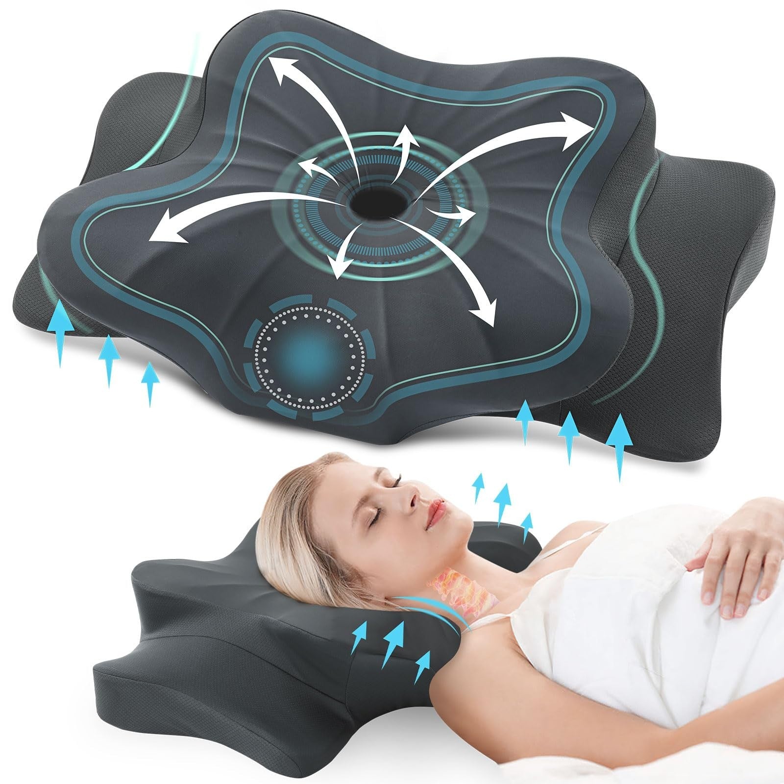 Cervical Pillow for Neck & Shoulder Pain Relief, Cooling Memory Foam, Ergonomic1