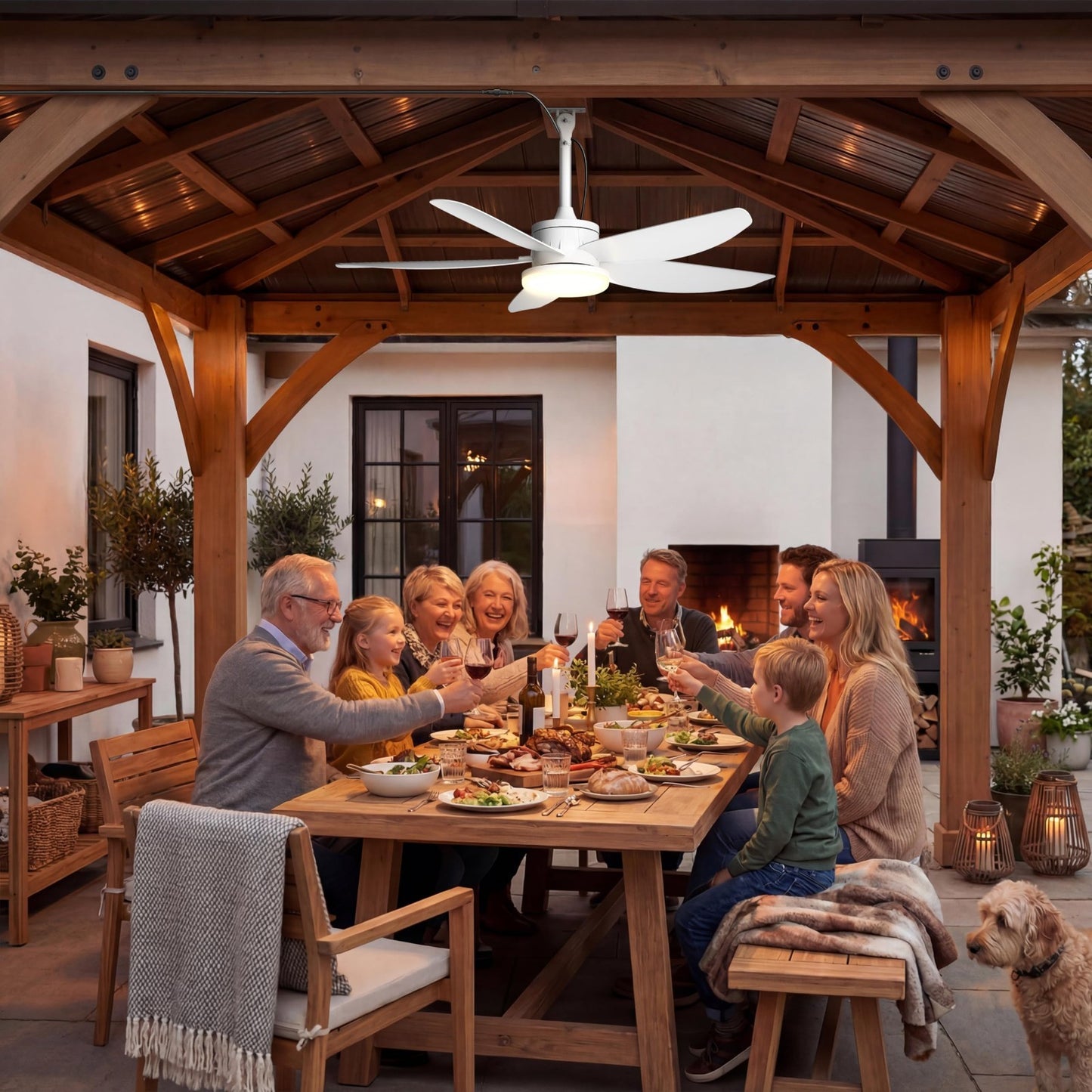 42" Waterproof Outdoor Ceiling Fan with Lights, Remote Control, Quiet DC Motor,6