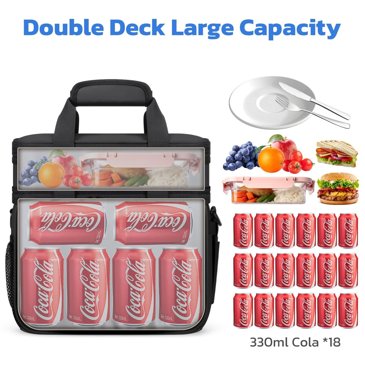 Insulated Cooler Bag 20L - Double Deck, Leakproof, Portable, Expandable - Ideal5