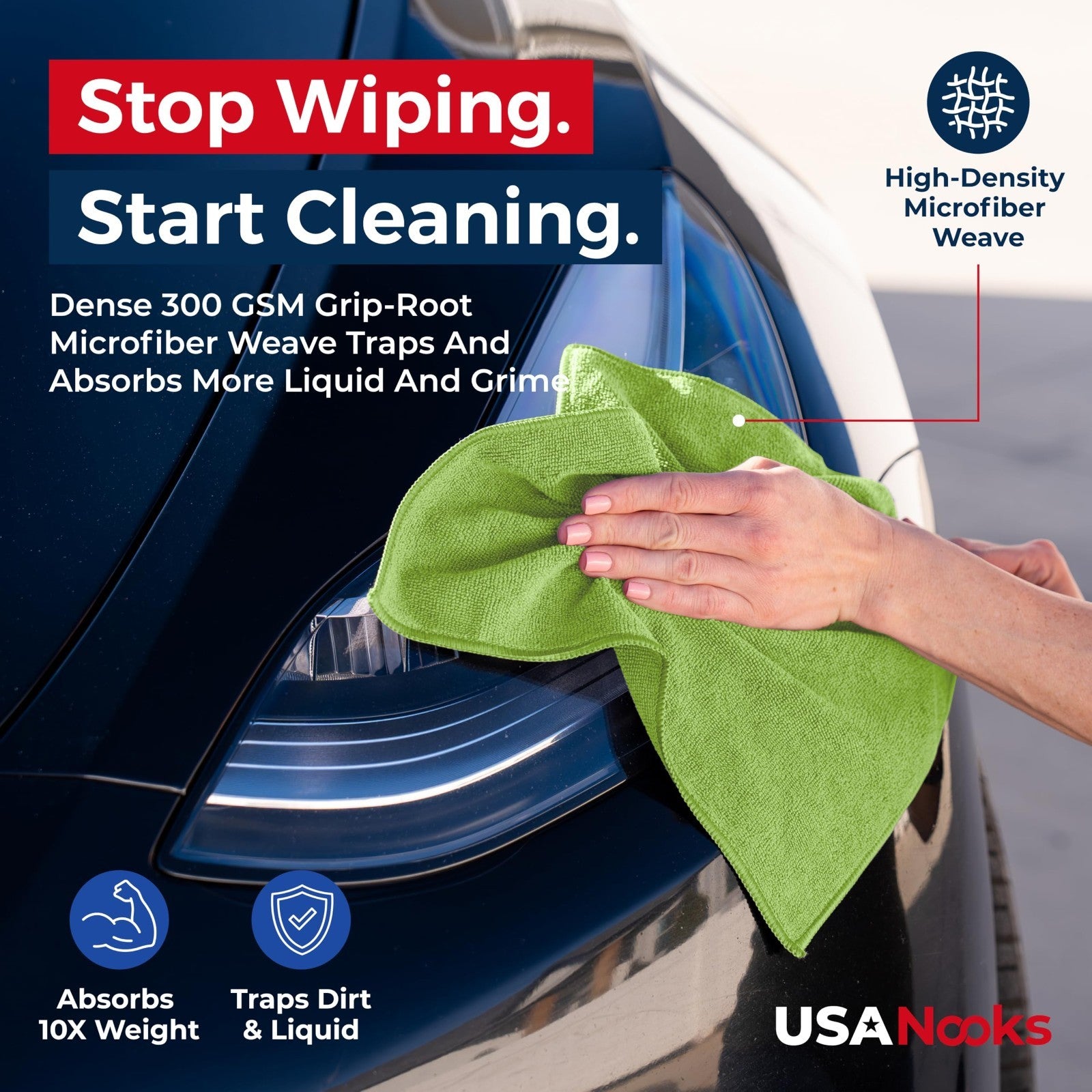 Ultra Absorbent Microfiber Cleaning Cloths   12 Pack, 12.5"x12.5", Streak Free S5