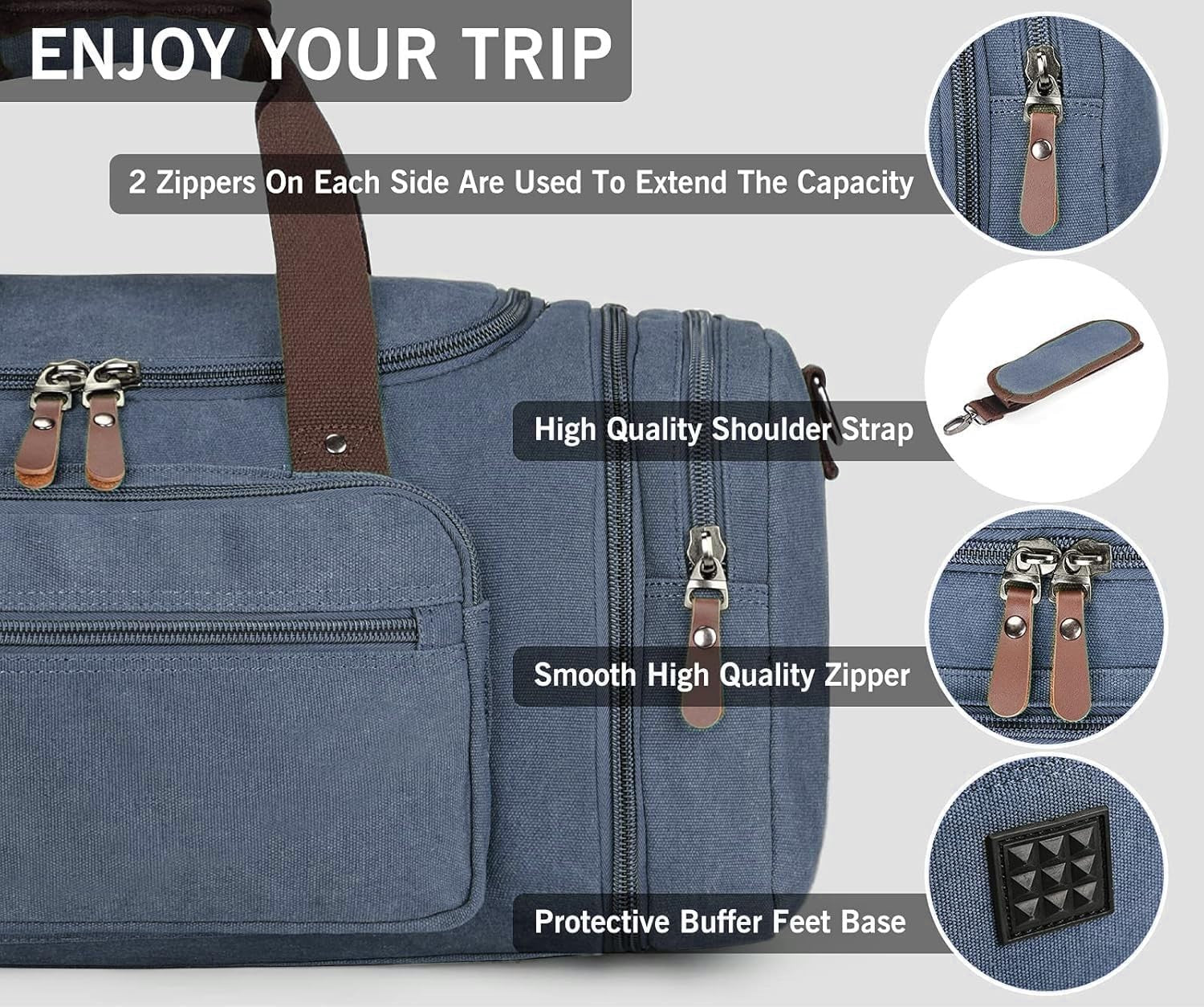 Large Canvas Duffle Bag - Outdoor Shoulder Tote, Overnight Travel Luggage, Weeke3