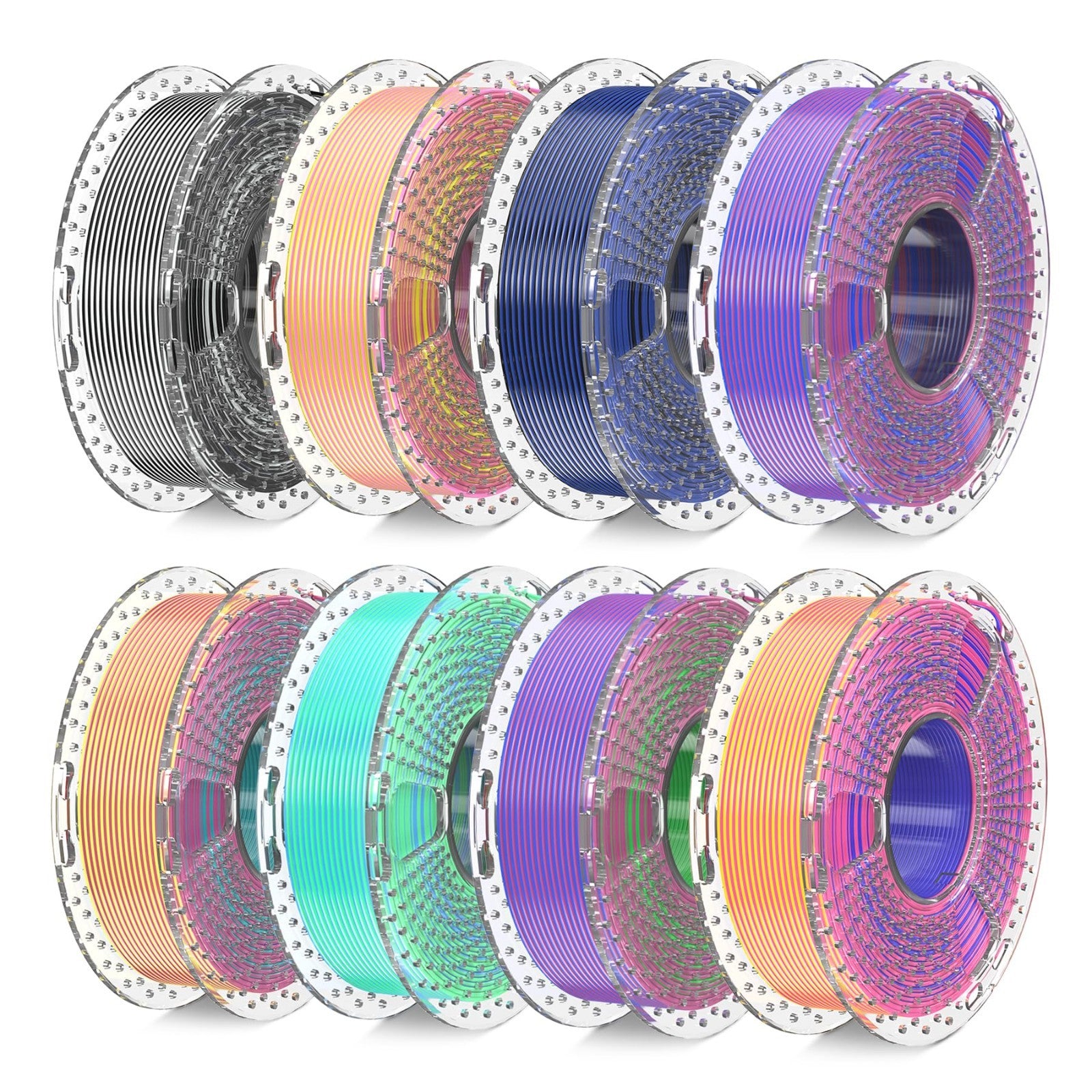 Multicolor Silk 3D Printer Filament Bundle, Dual & Triple Color, 2kg Vacuum Pack1