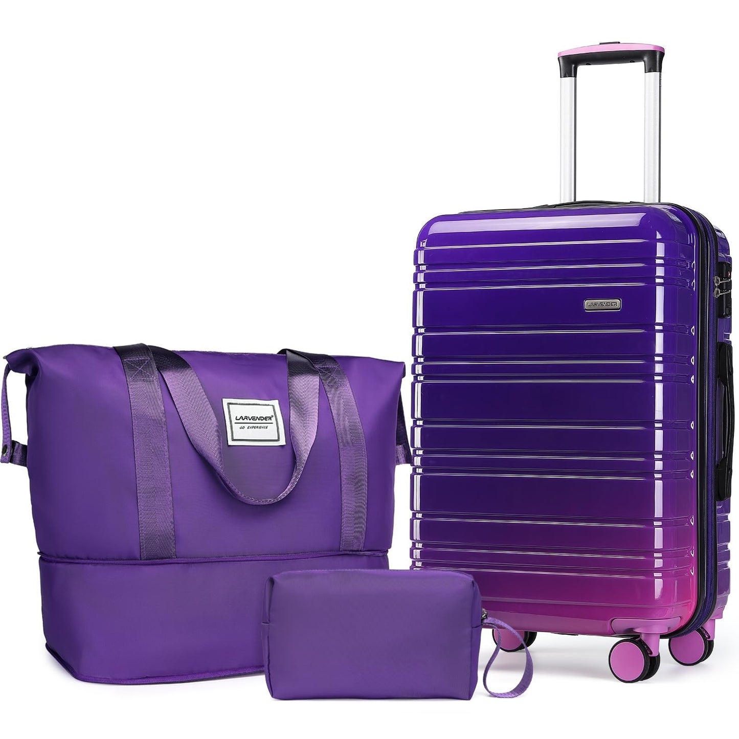 3-Piece Carry-On Luggage Set, 20" Hardshell Suitcase, Lightweight, TSA Lock, Duf1