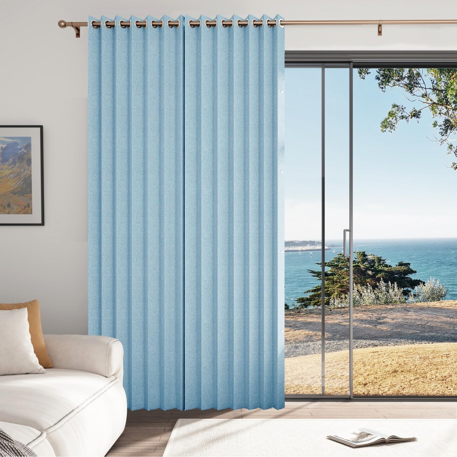 100% Blackout Magnetic Closure Curtain   Pinch Pleat Window Drapes, 1 Panel, W608