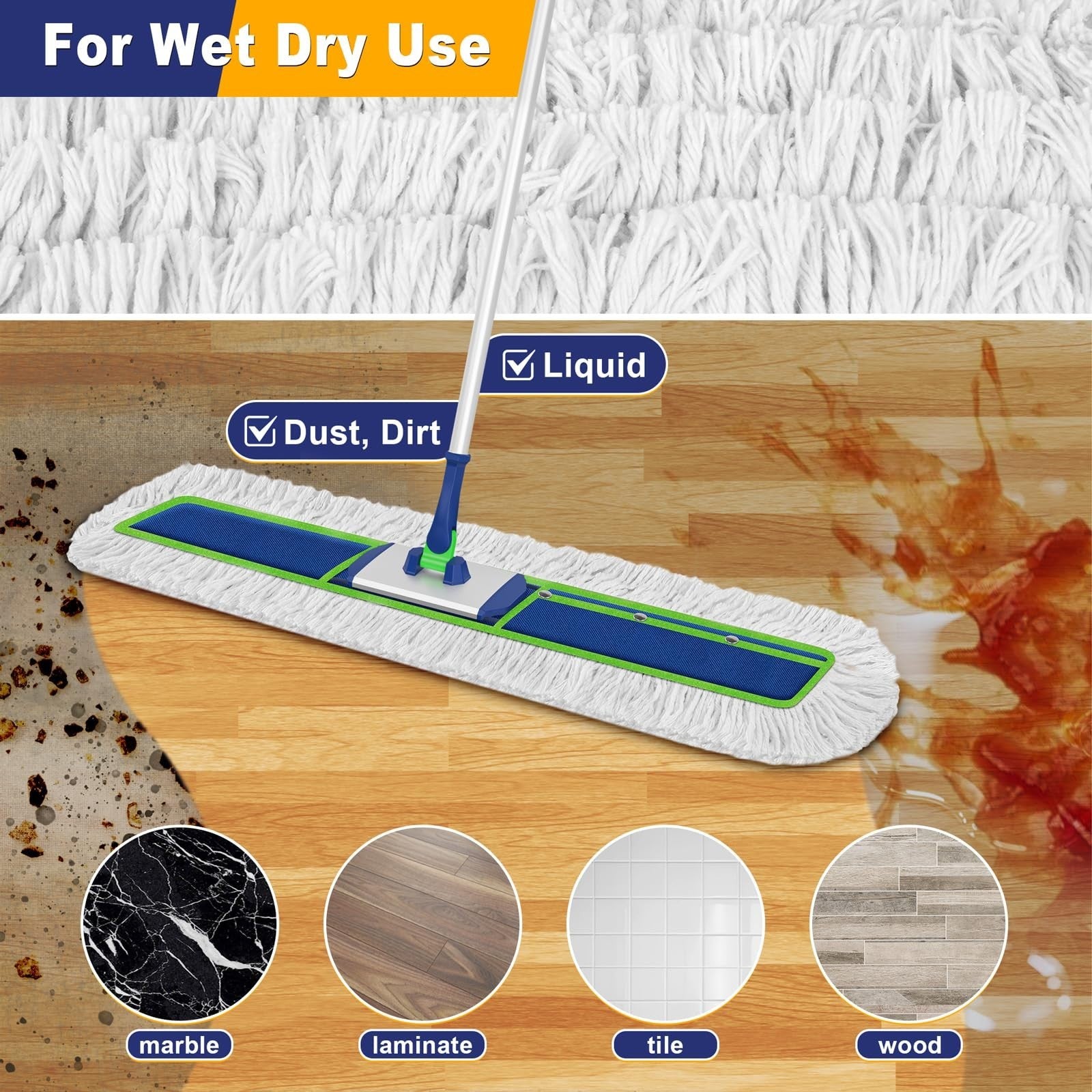 41" Commercial Dust Mop Replacement Pads - Heavy Duty, Washable, 10 Pack5