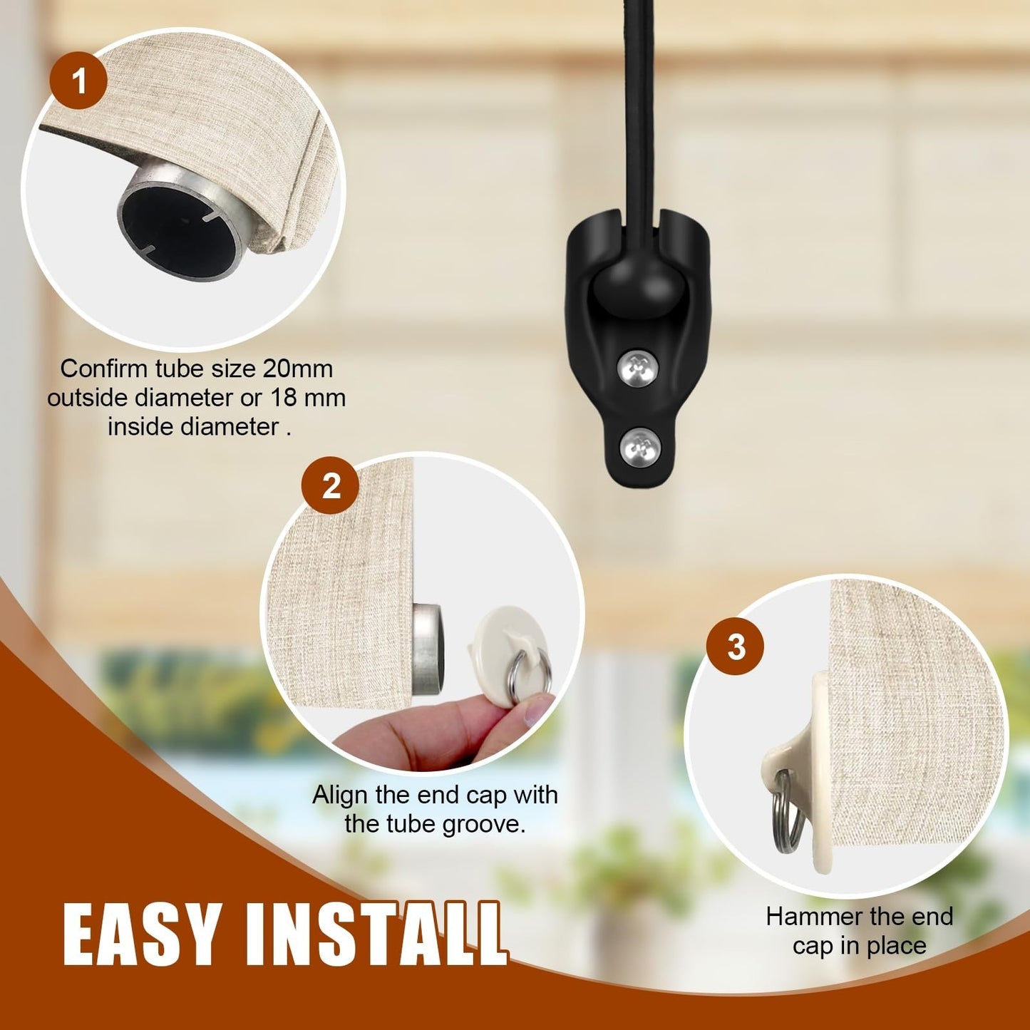 Replacement Parts for Outdoor Roller Shades - Bungee Kit & End Cap Tie Downs (2,6