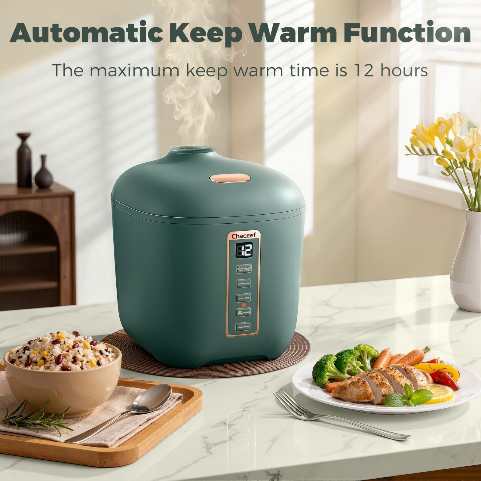 Compact 2-Cup Rice Cooker, Portable Non-Stick Travel Rice Maker, BPA Free, Smart4