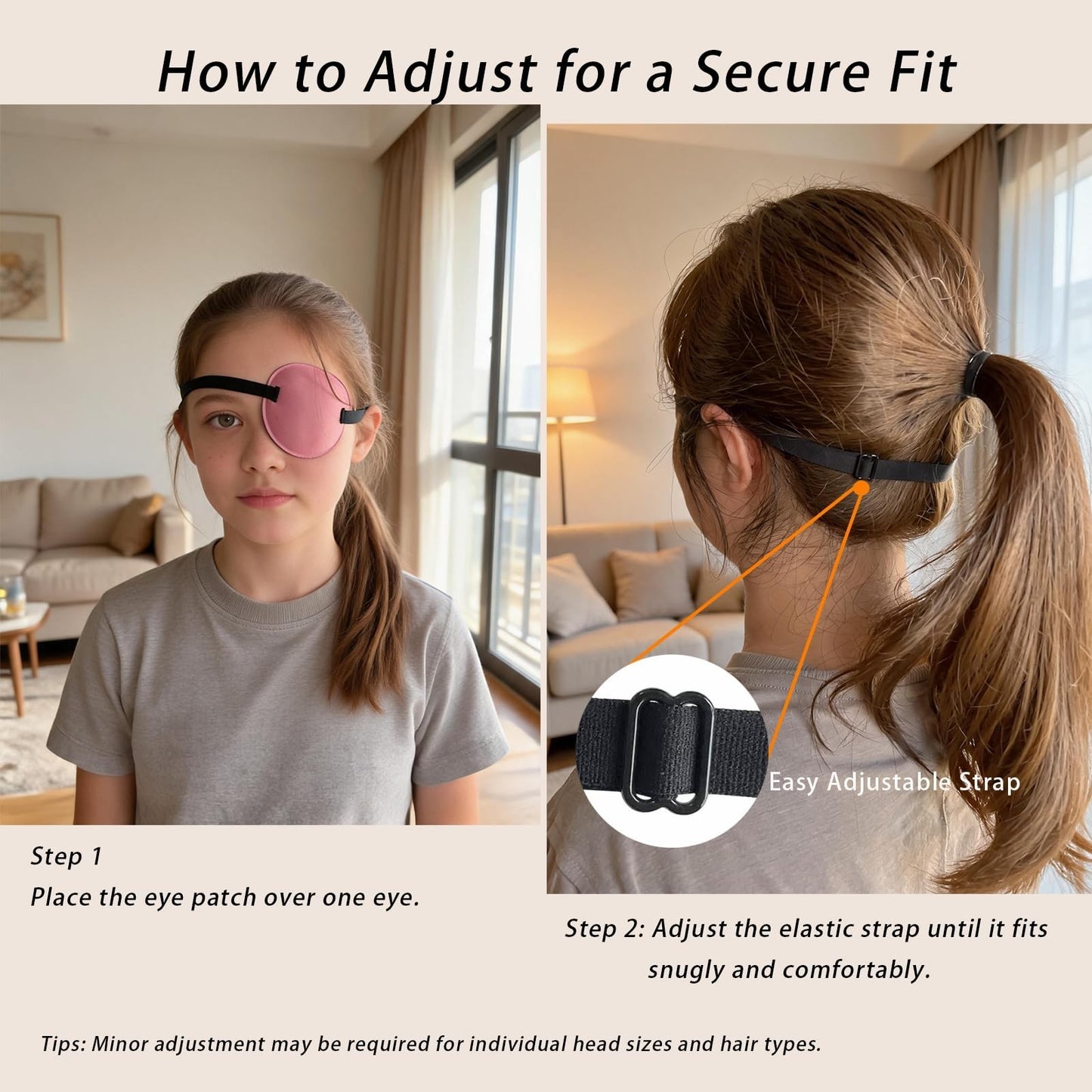 2PCS Adjustable Eye Patch for Adults & Kids, Soft Breathable Fabric, Vision Ther7