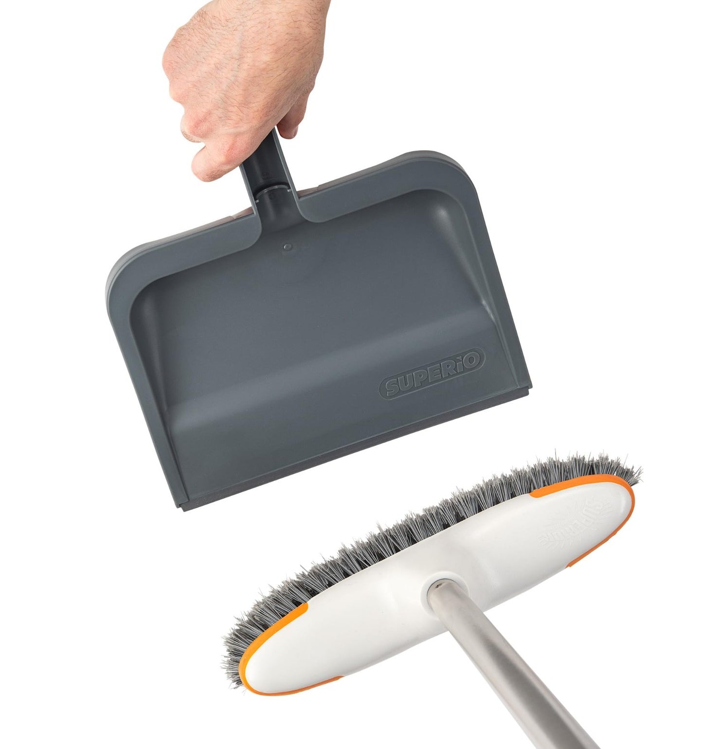 Clip-On Dustpan with Rubber Lip - 10" Wide Durable Plastic, Comfort Grip Handle,5