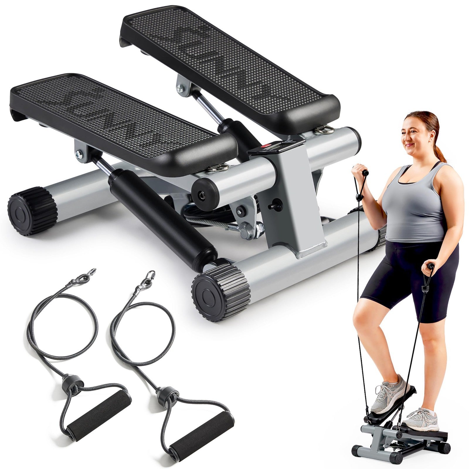 Mini Stair Stepper with Resistance Bands for Home Gym | Full Body Cardio, Adjust1