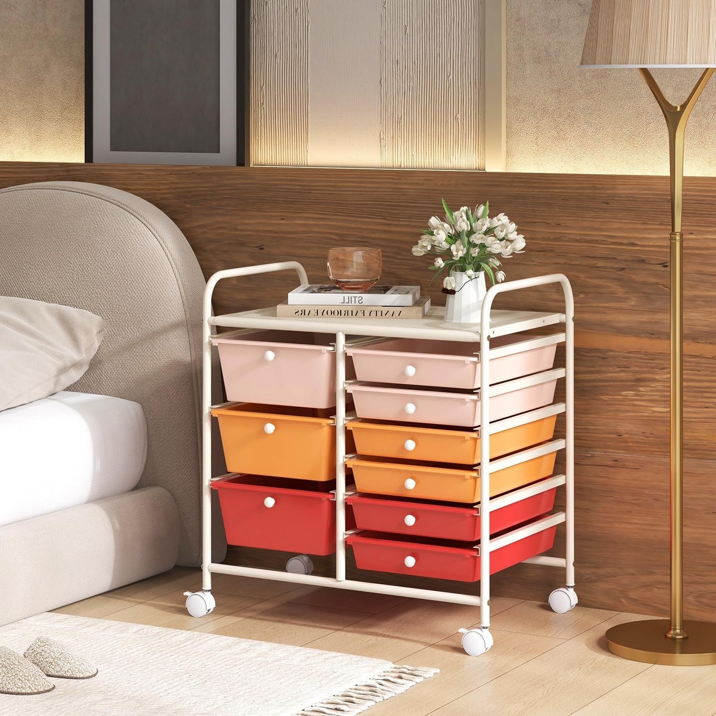 9 Drawer Rolling Storage Cart with Wheels   Mobile Under Desk Organizer for Craf2
