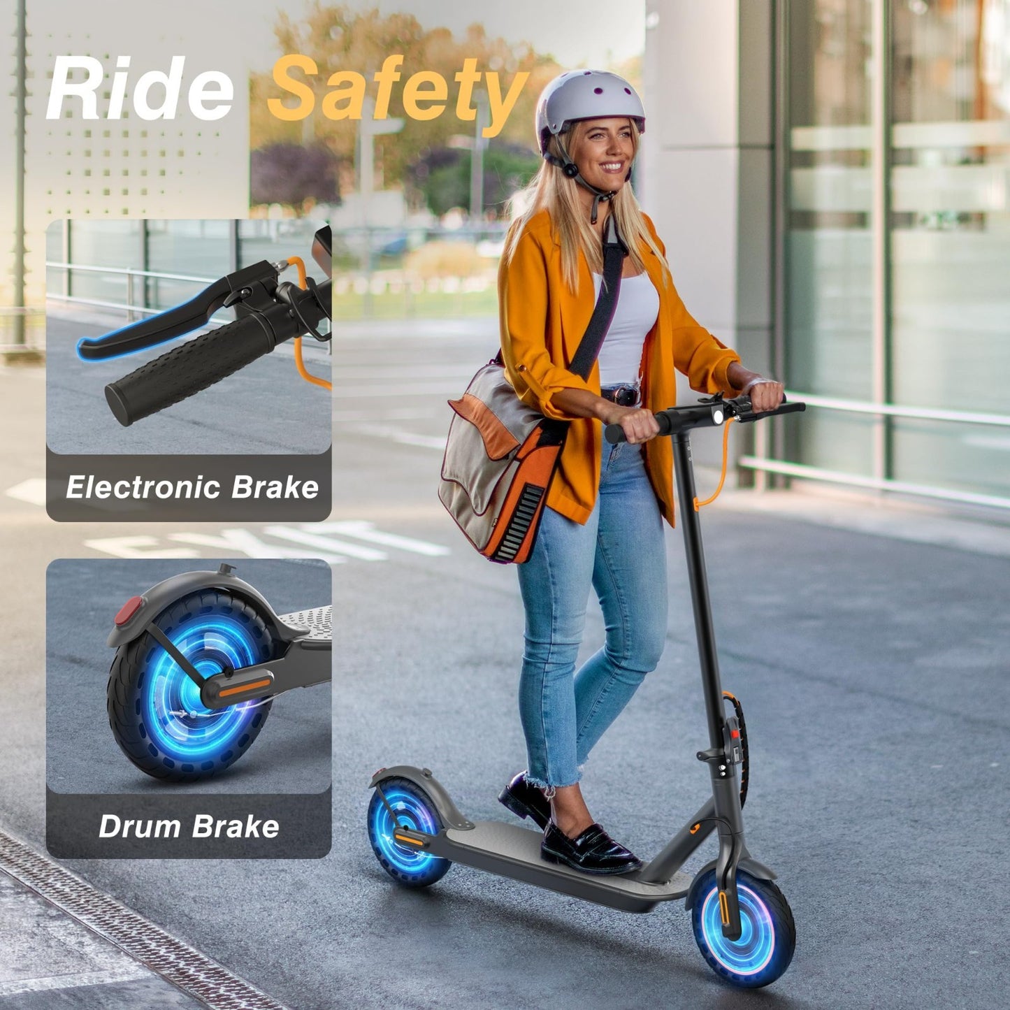 Powerful Electric Scooter 500W/350W Motor, 19MPH Speed, 16-27 Miles Range, Foldi2