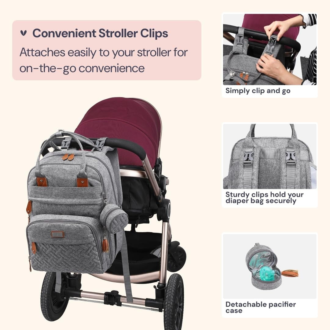 Multi Function Water Resistant Diaper Bag Backpack   Baby Travel Tote, Changing7