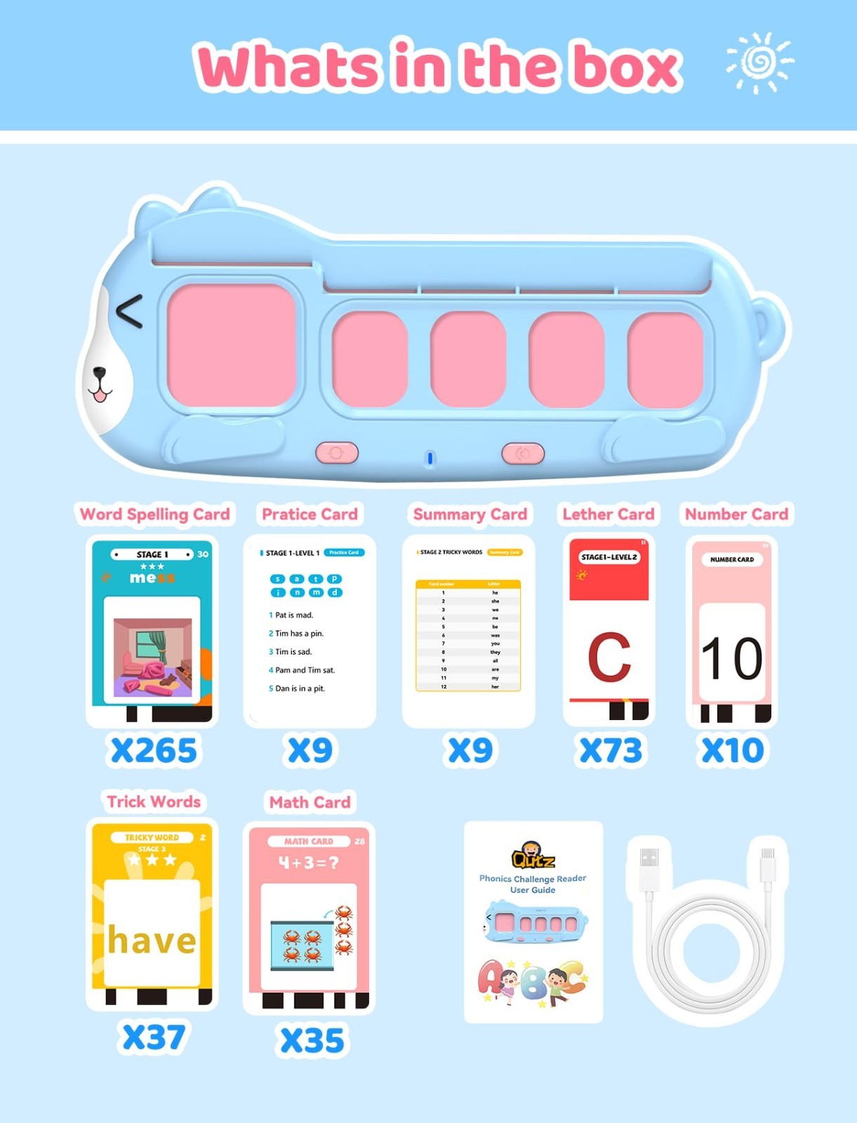 Phonics Learning Toy for Kids - Talking Flash Cards, Sound Machine, Math & Readi8