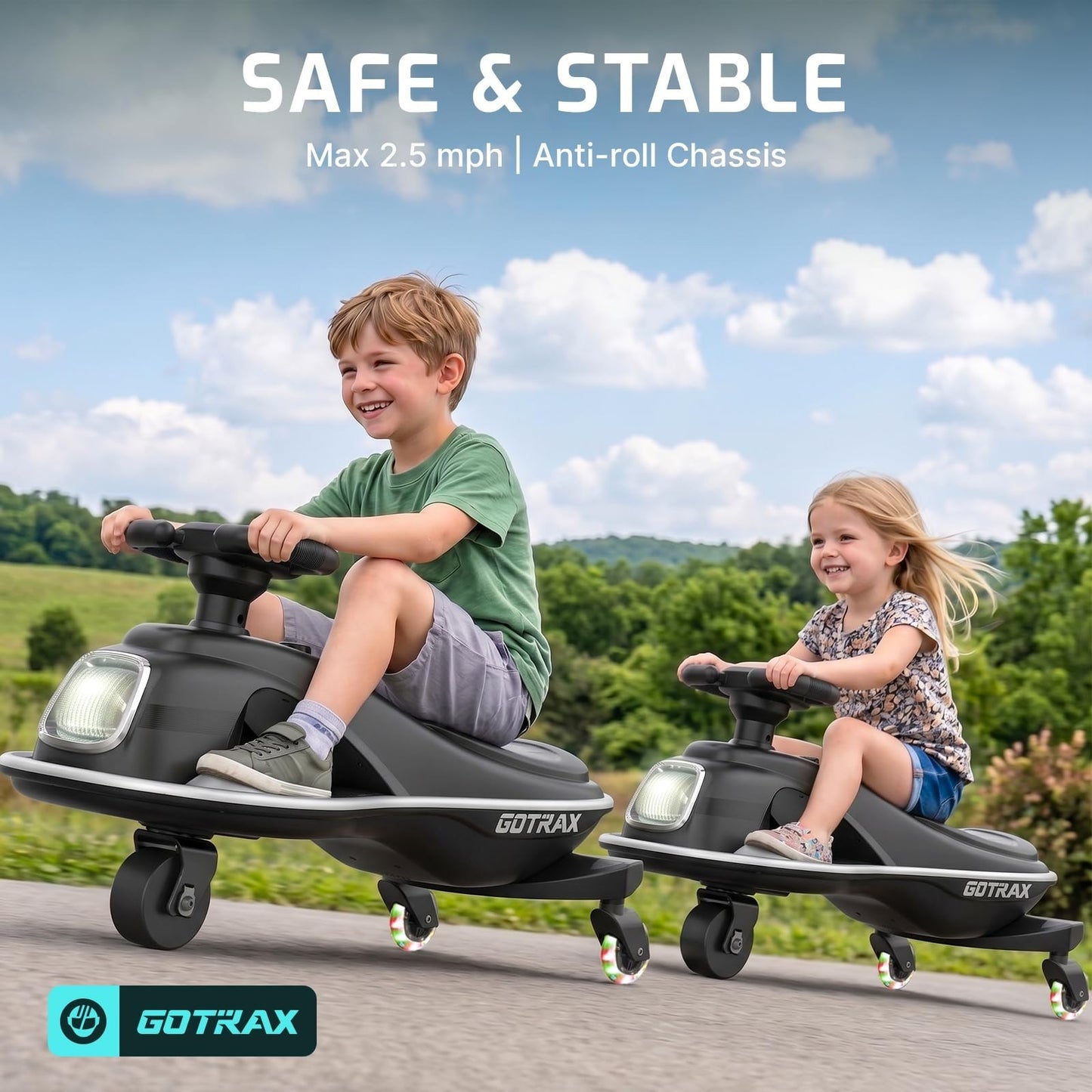 Electric Wiggle Car for Kids 3-8, 12V Battery, Bluetooth, 120 Min Ride Time3