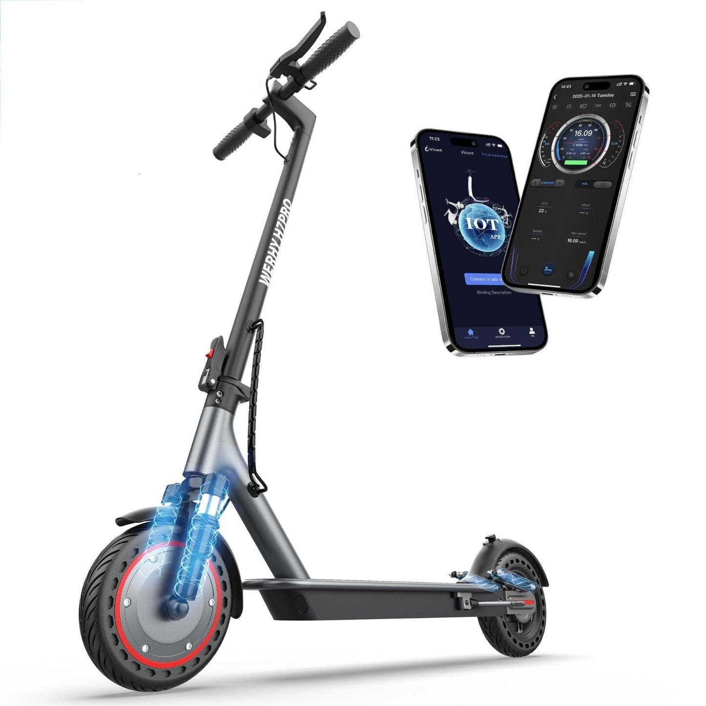 Powerful Electric Scooter 500W Motor, 19MPH Speed, 16-27 Miles Range, Folding E-0
