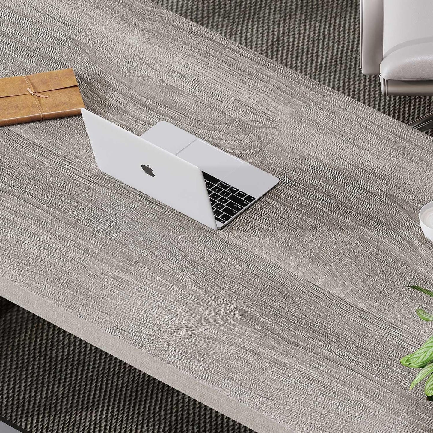 47 Inch Industrial Grey Computer Desk - Modern Wooden Home Office Writing Table4