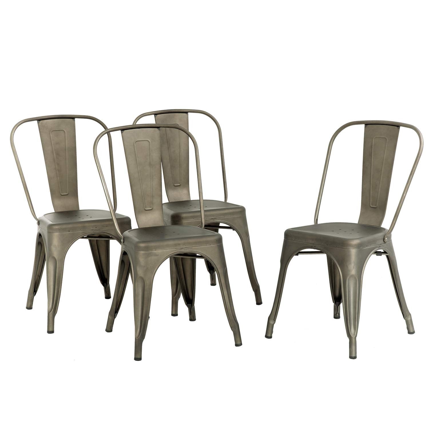 Set of 4 Stackable Metal Dining Chairs   Indoor Outdoor Patio Kitchen Bar Chairs1
