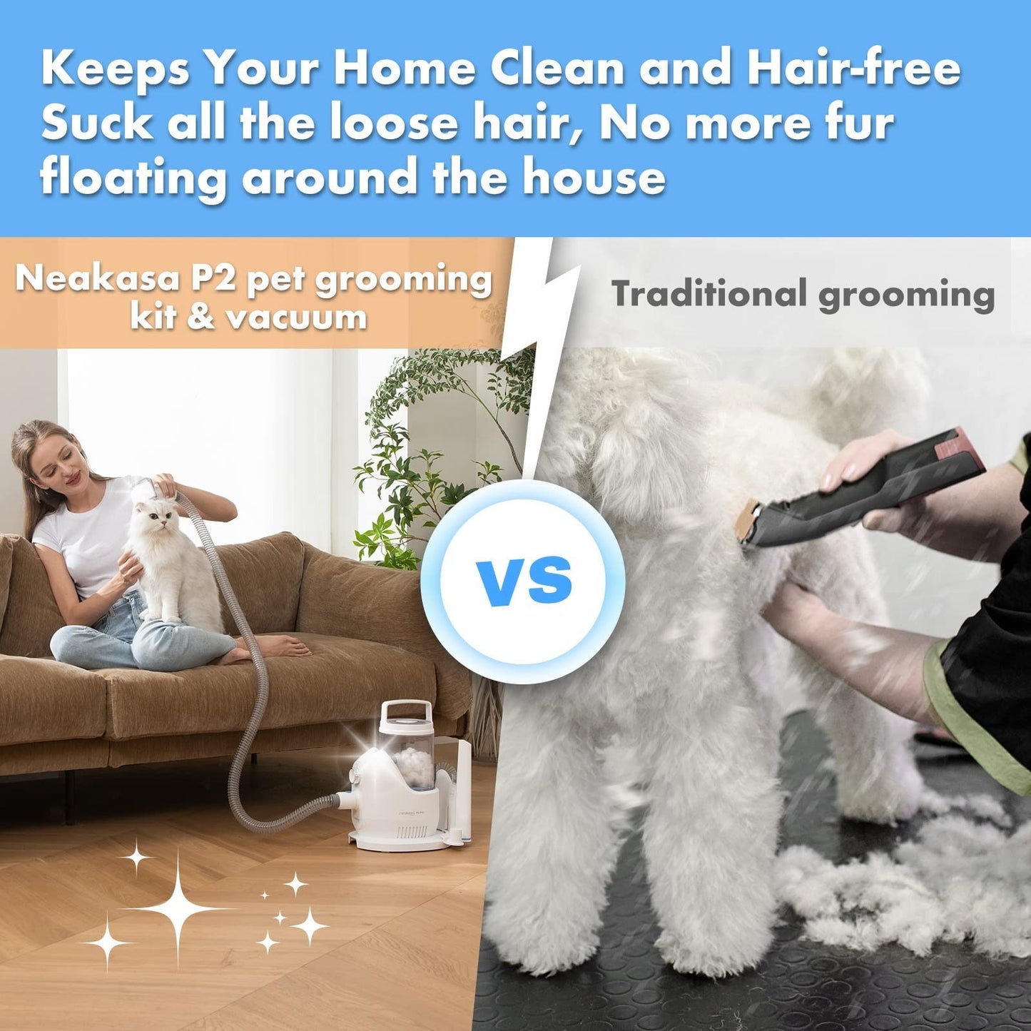 Dog Grooming Kit with Vacuum Suction, 5 Tools, 99% Hair Removal, 2L Dustbin4