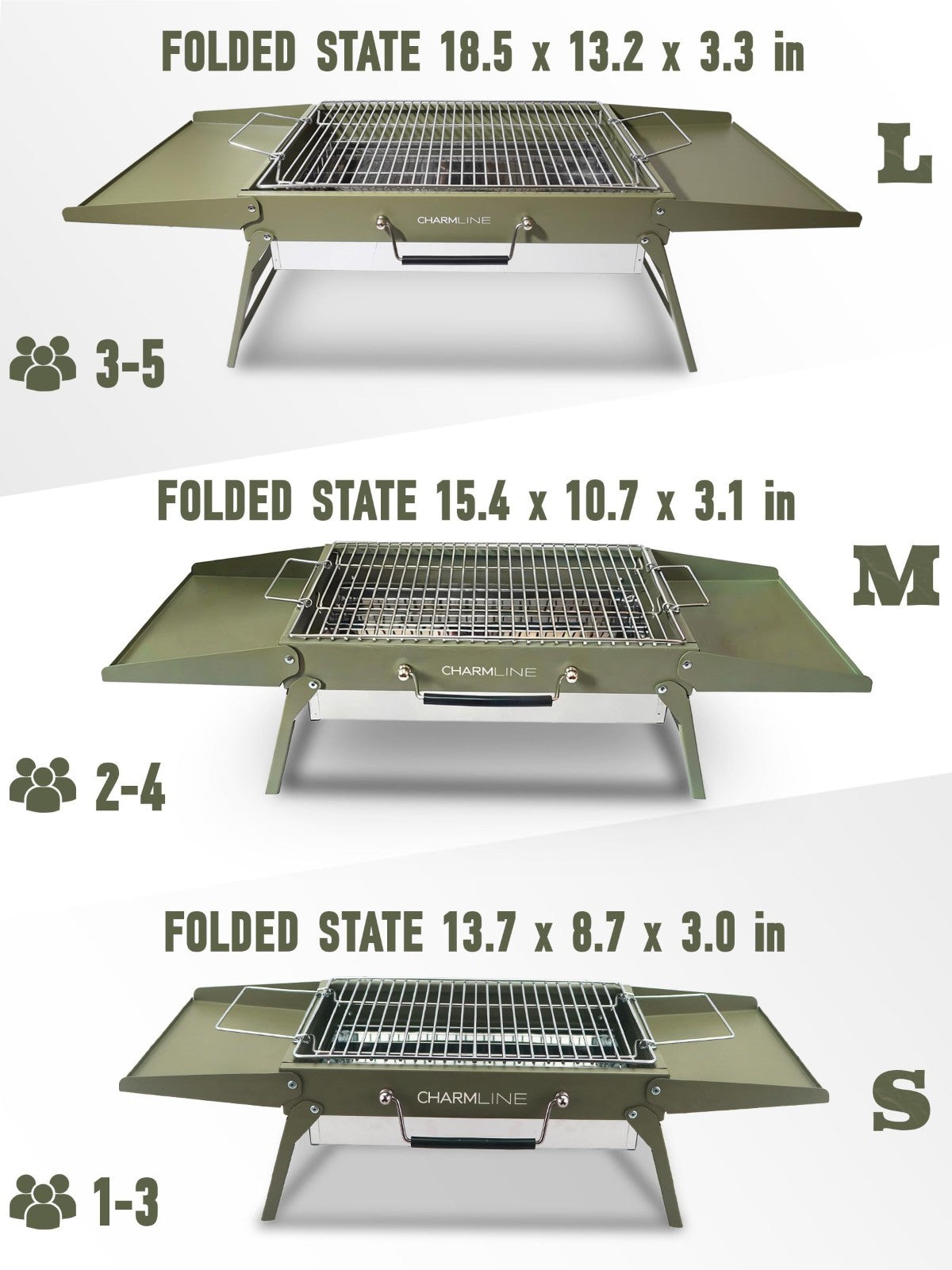 Compact Portable Charcoal BBQ Grill - 14"x9" Foldable Camping Grill for 1-3 Peop5