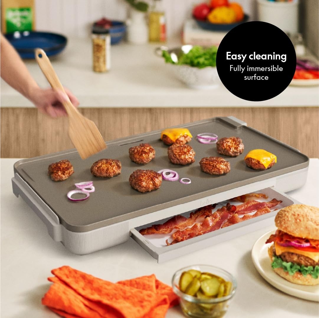 Electric Griddle 12" x 22" with Warming Tray, Nonstick Coating, Removable Probe,7