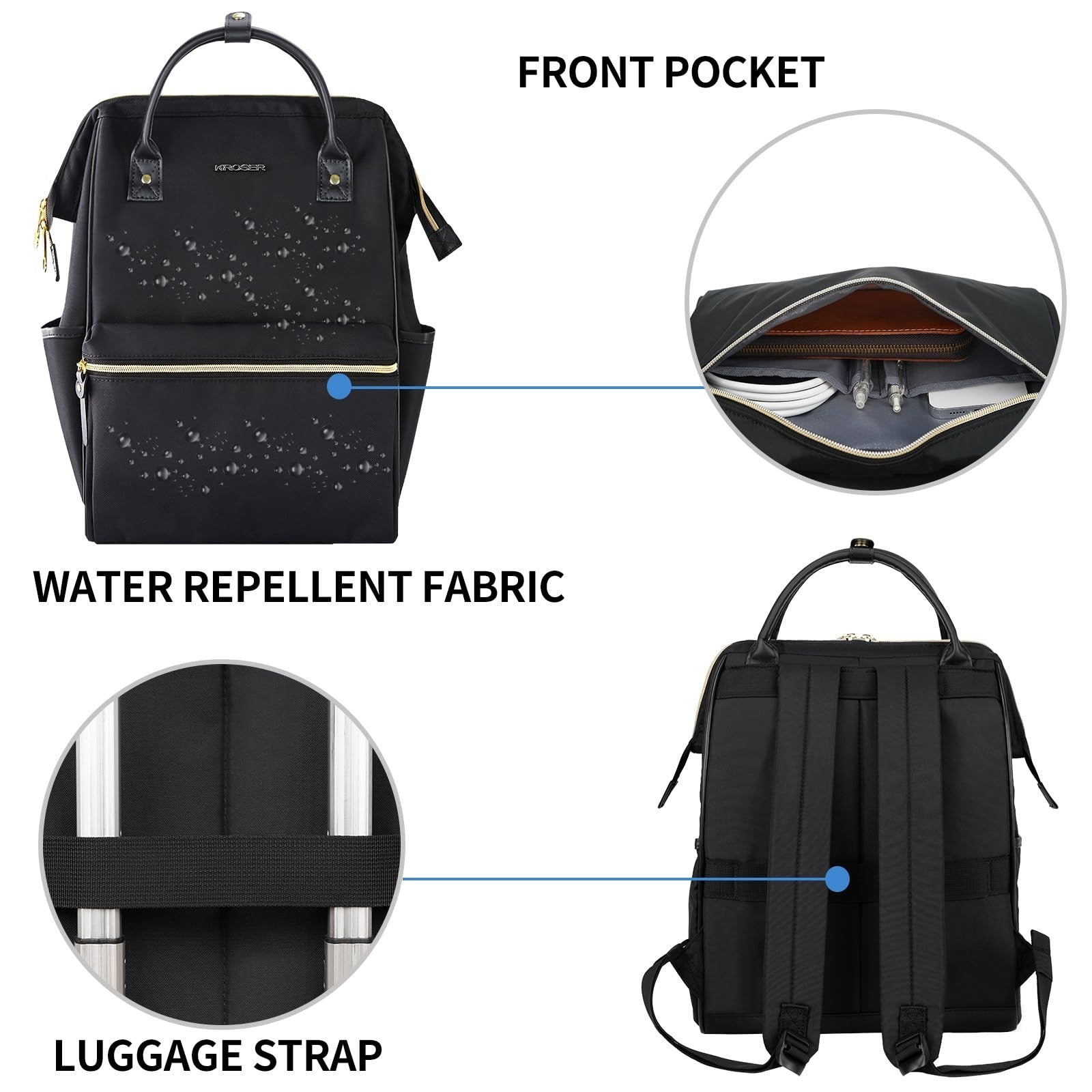 Stylish 17" Water-Resistant Laptop Backpack with USB Port - Casual Travel Daypac3